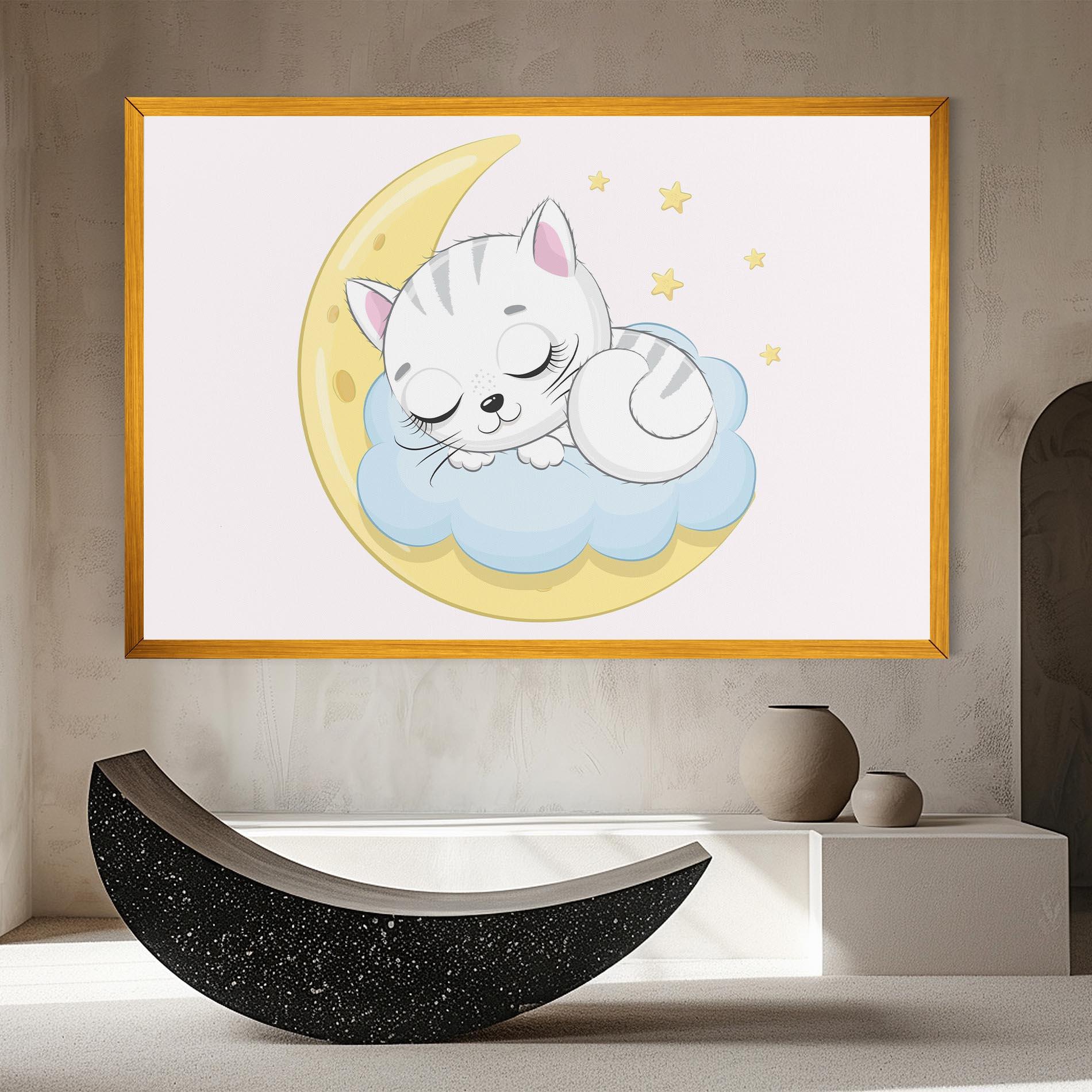 Tablou Canvas Moon Cat Sleeping mockup 8
