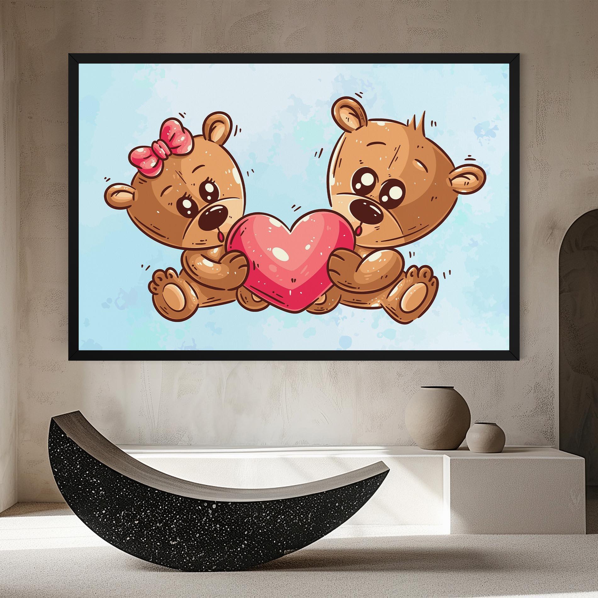 Tablou Canvas Bear Holding Heart mockup 8