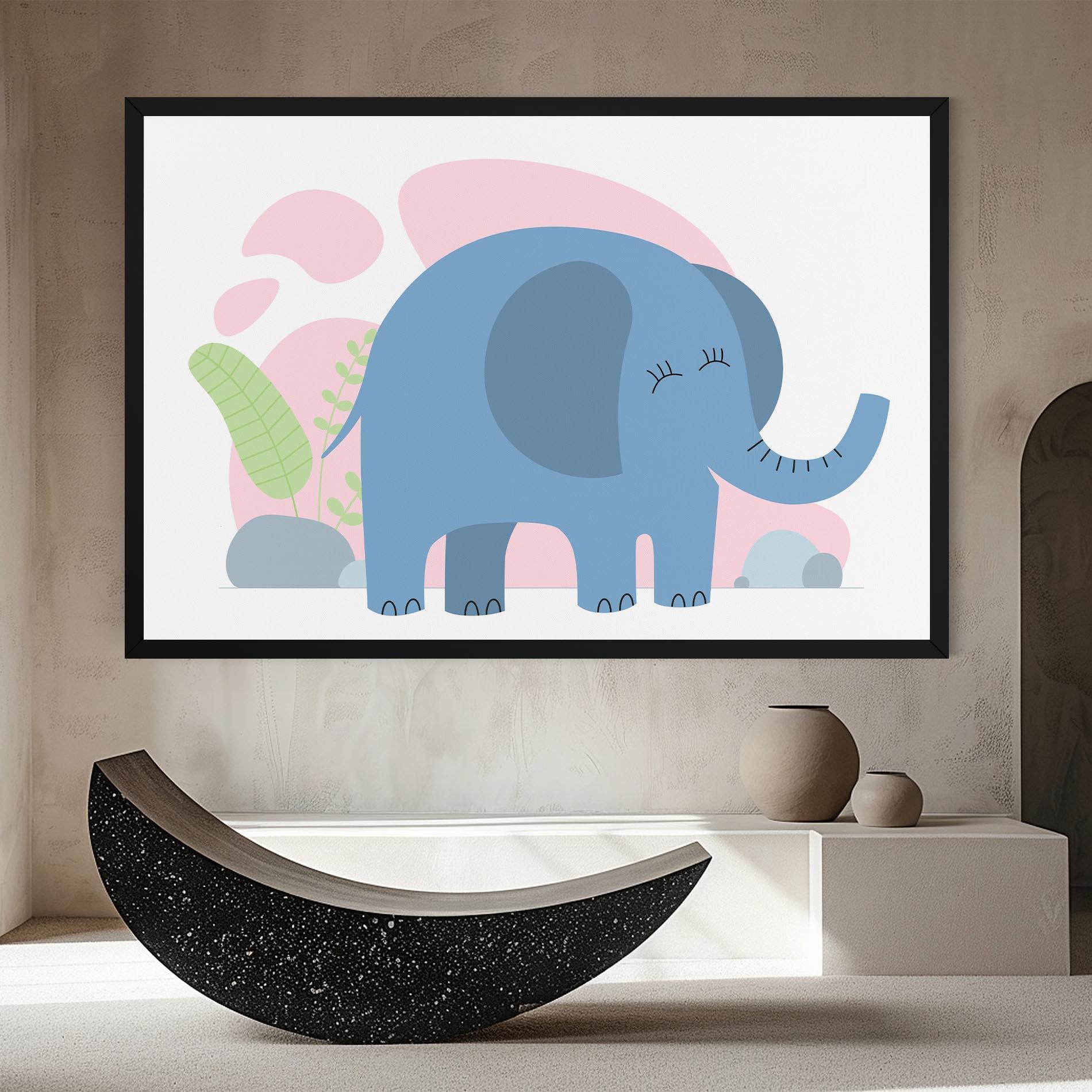 Tablou Canvas Leaf Cute Elephant mockup 8
