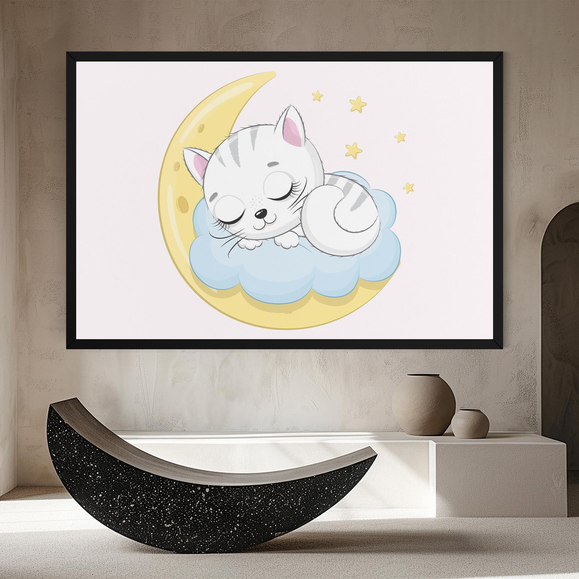 Tablou Canvas Moon Cat Sleeping mockup 8