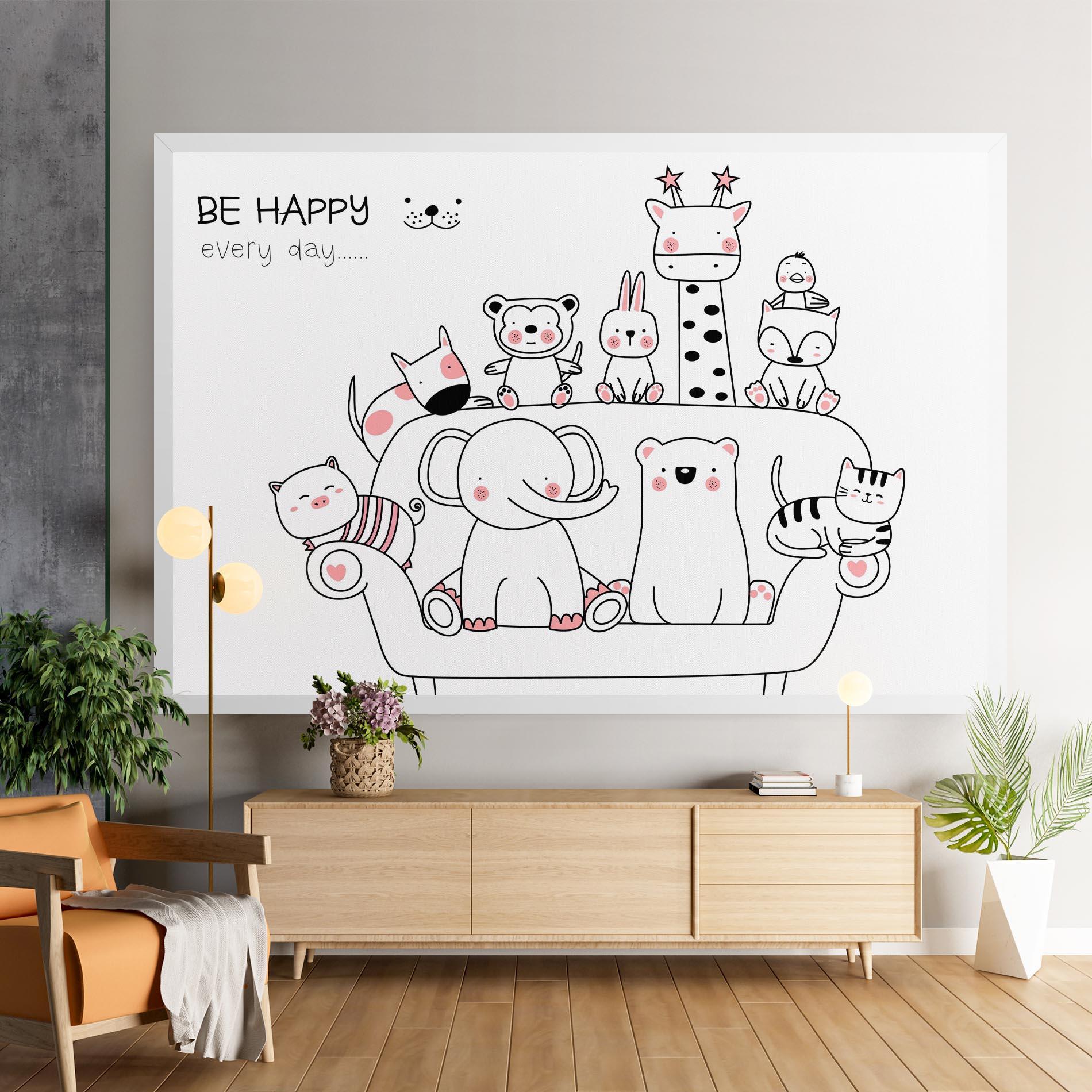 Tablou Canvas Be Happy Animals mockup 9