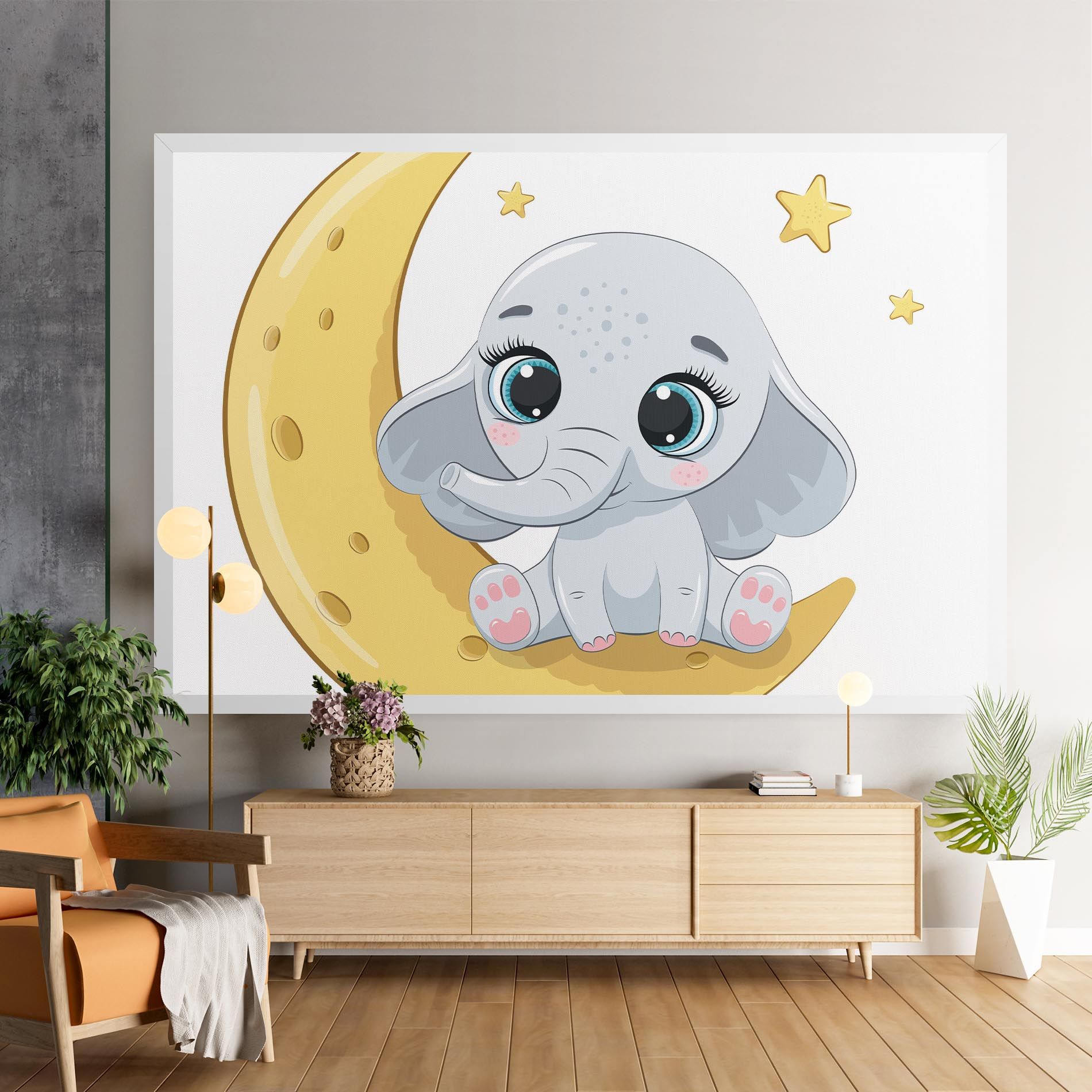 Cute Elephant Moon mockup 9
