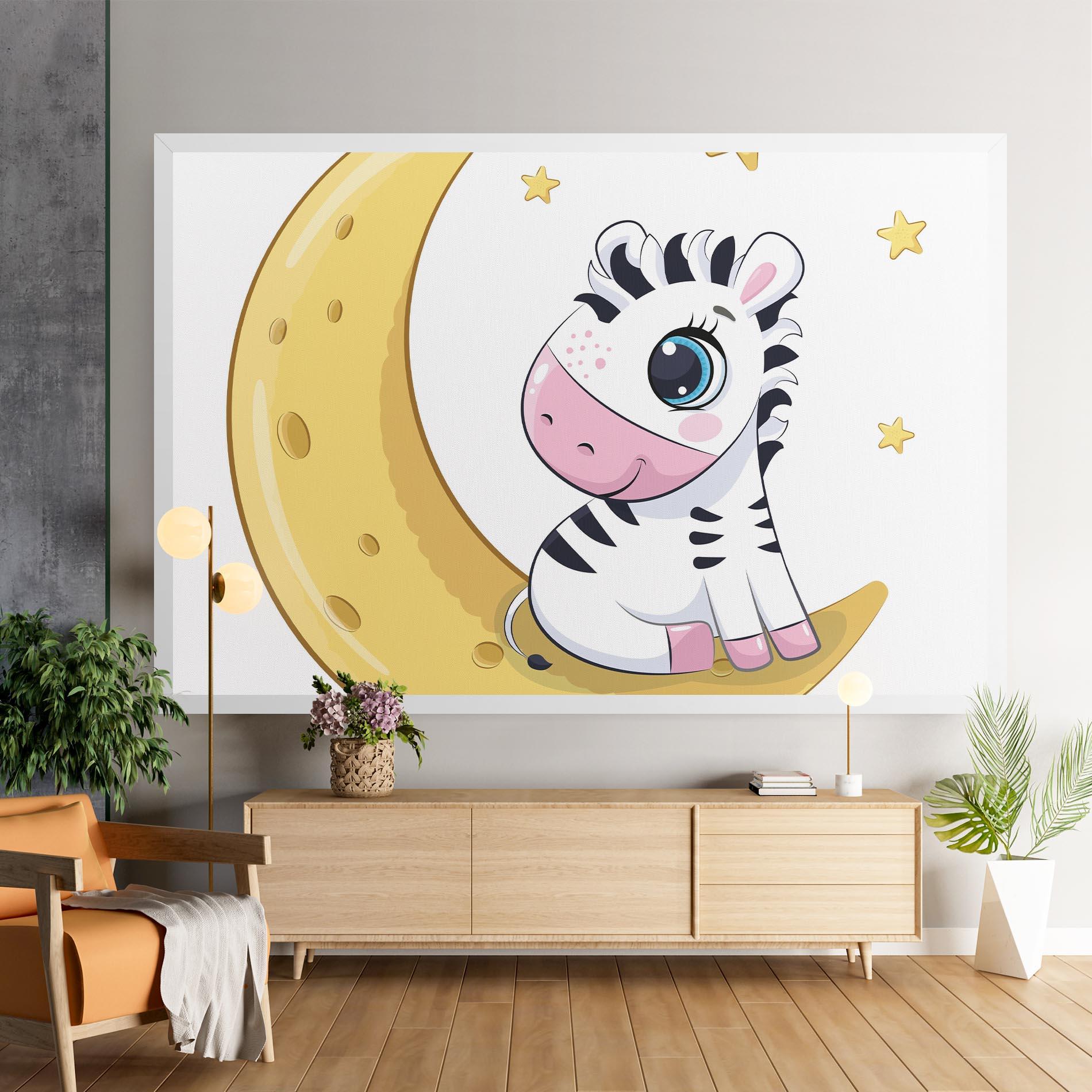 Tablou Canvas Cute Zebra Moon mockup 9