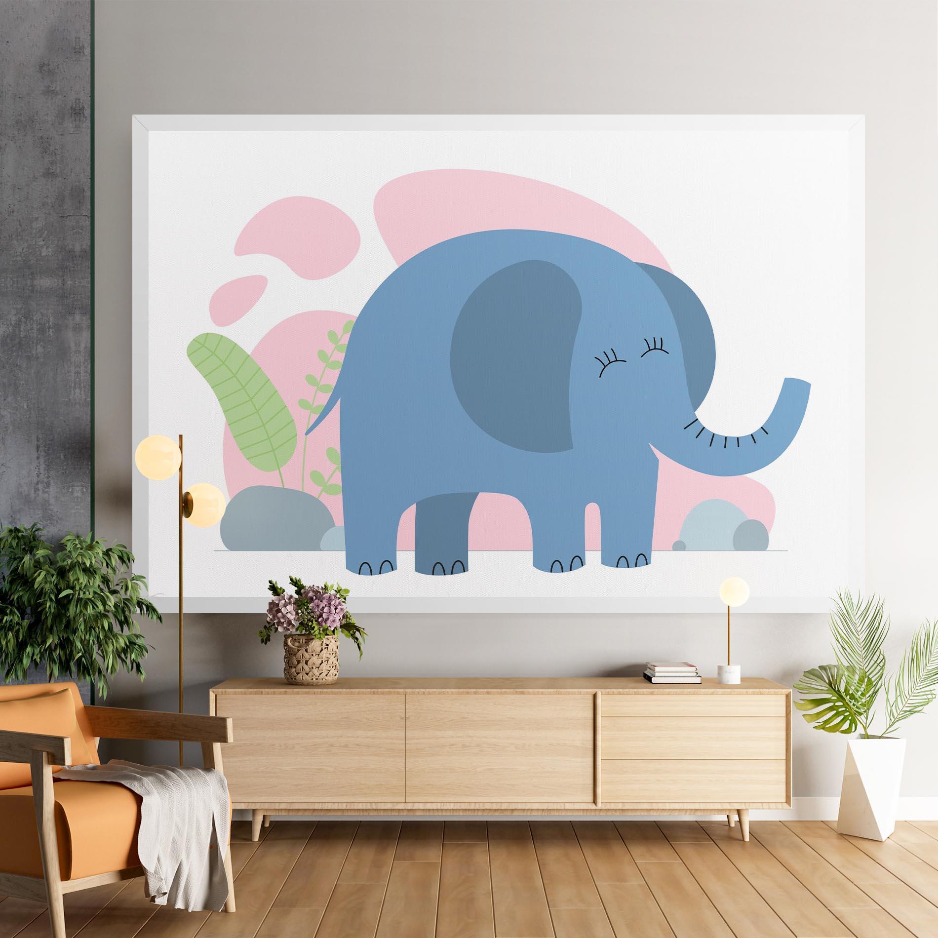 Tablou Canvas Leaf Cute Elephant mockup 9