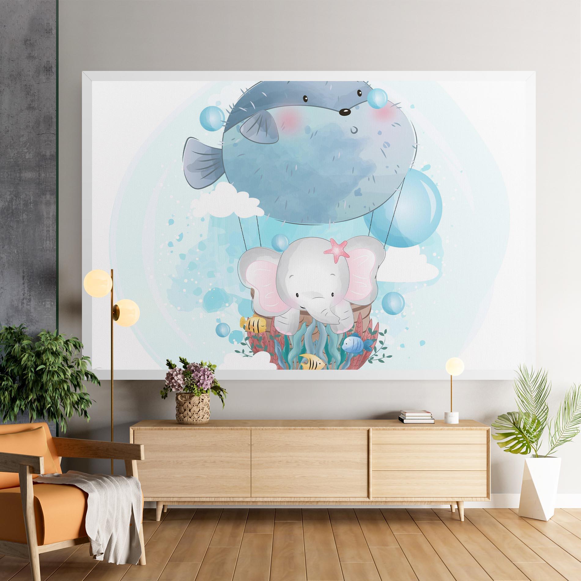 Tablou Canvas Swiming Elephant mockup 9