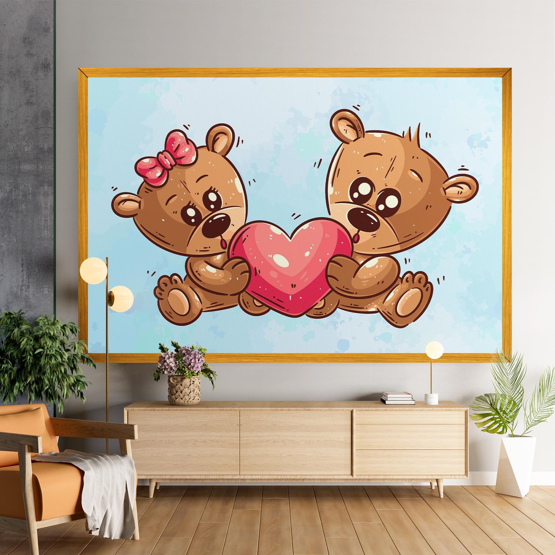 Tablou Canvas Bear Holding Heart mockup 9