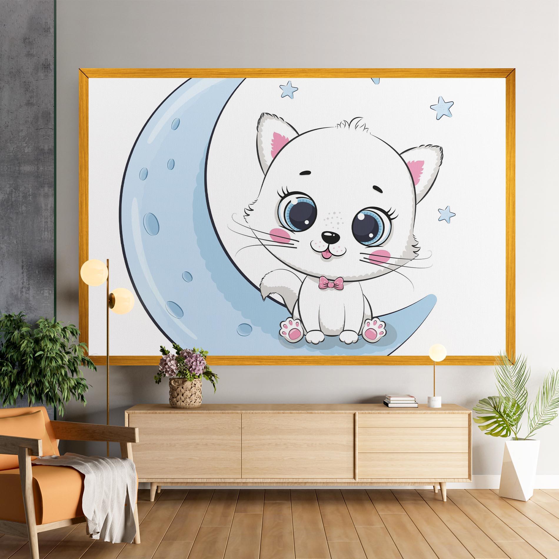 Tablou Canvas Blue Moon Cat mockup 9