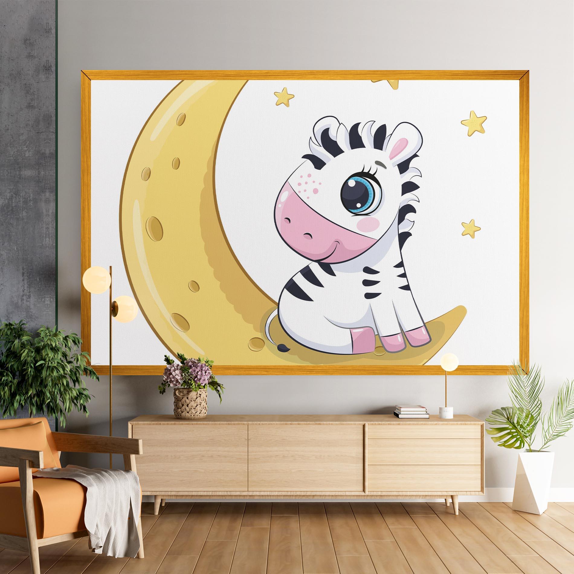 Tablou Canvas Cute Zebra Moon mockup 9