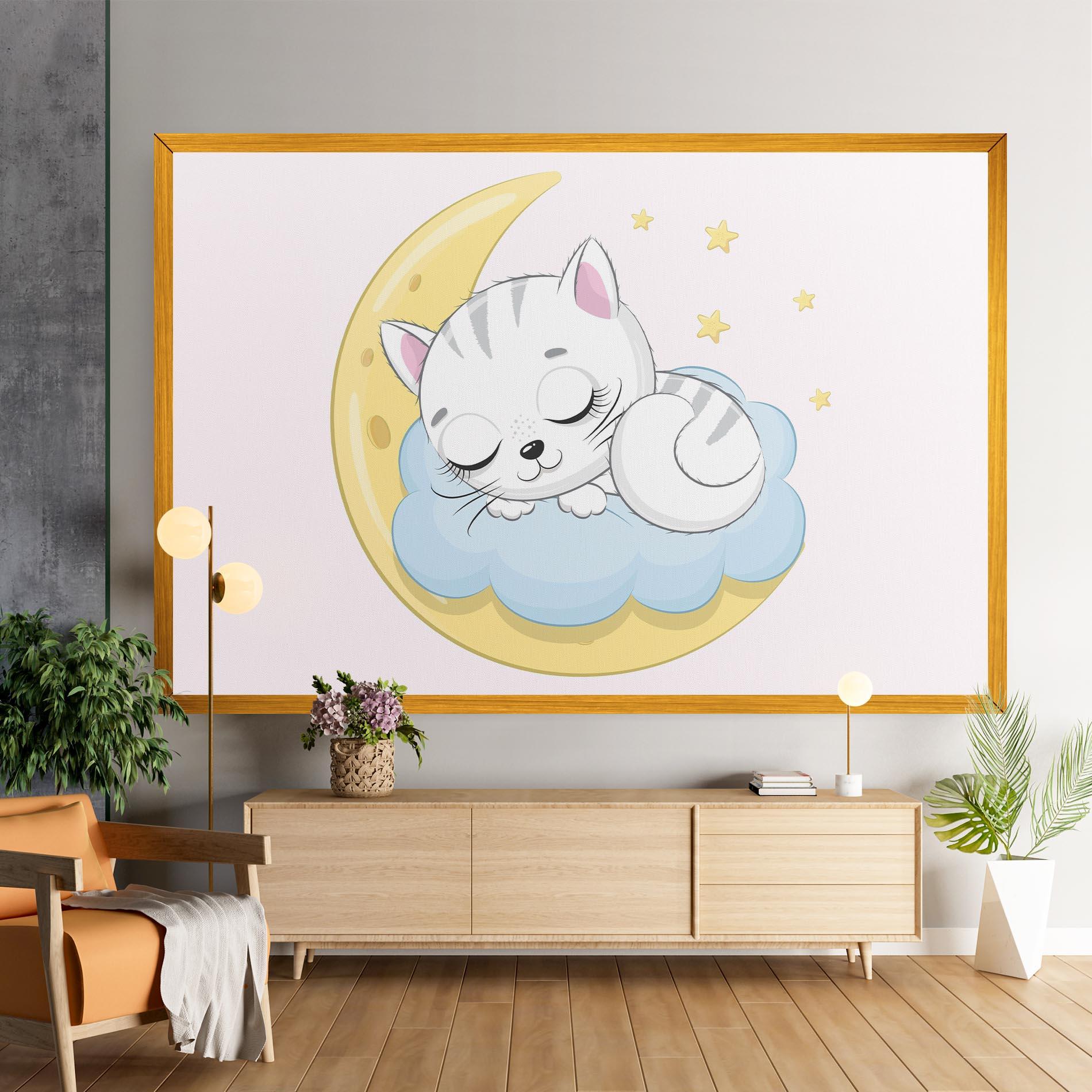 Tablou Canvas Moon Cat Sleeping mockup 9