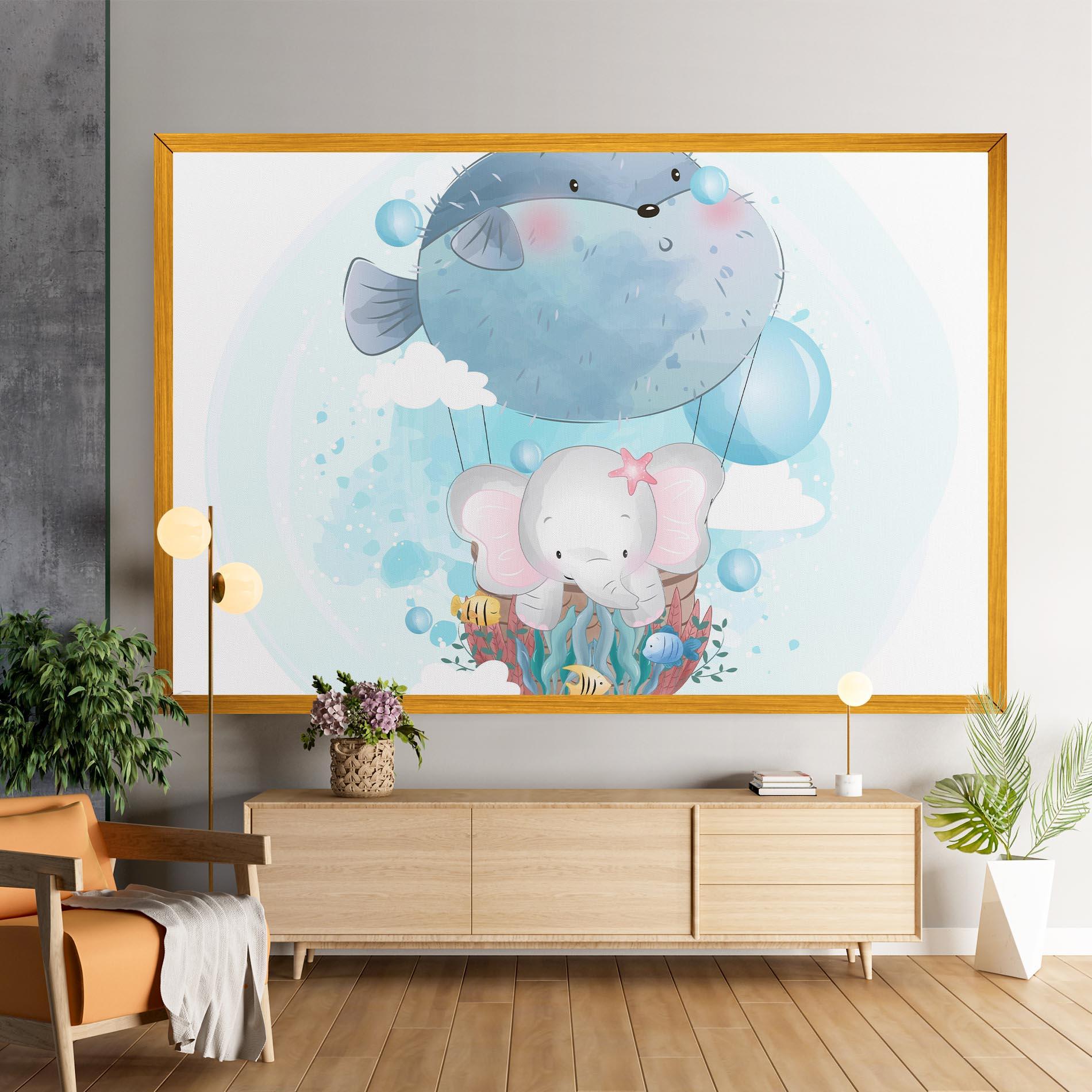 Tablou Canvas Swiming Elephant mockup 9