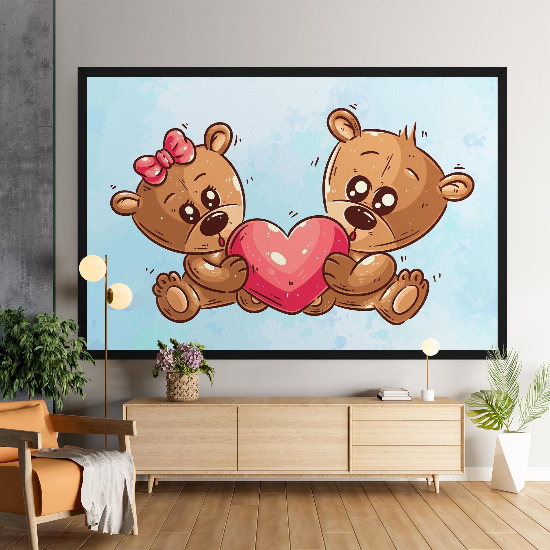 Tablou Canvas Bear Holding Heart mockup 9