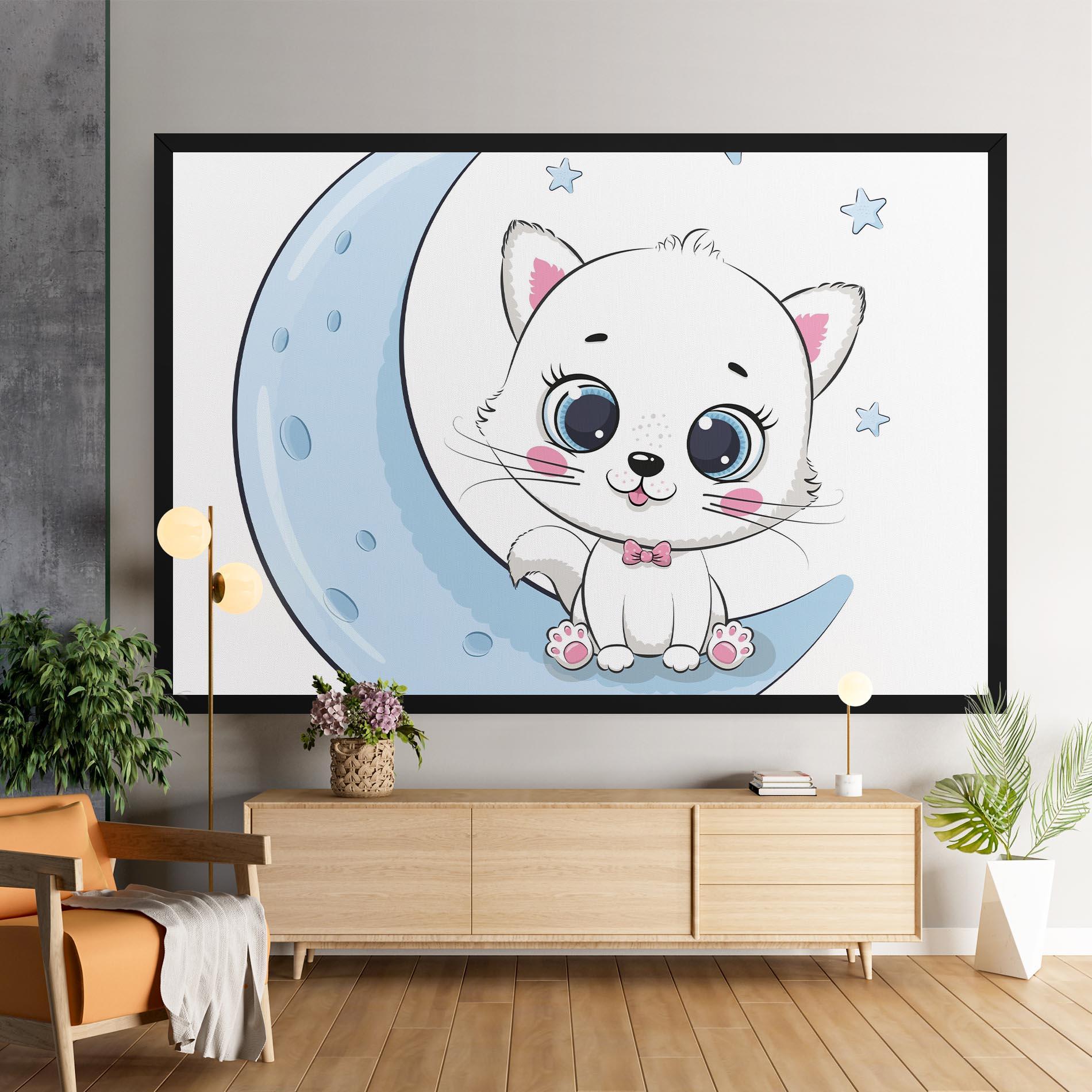 Tablou Canvas Blue Moon Cat mockup 9