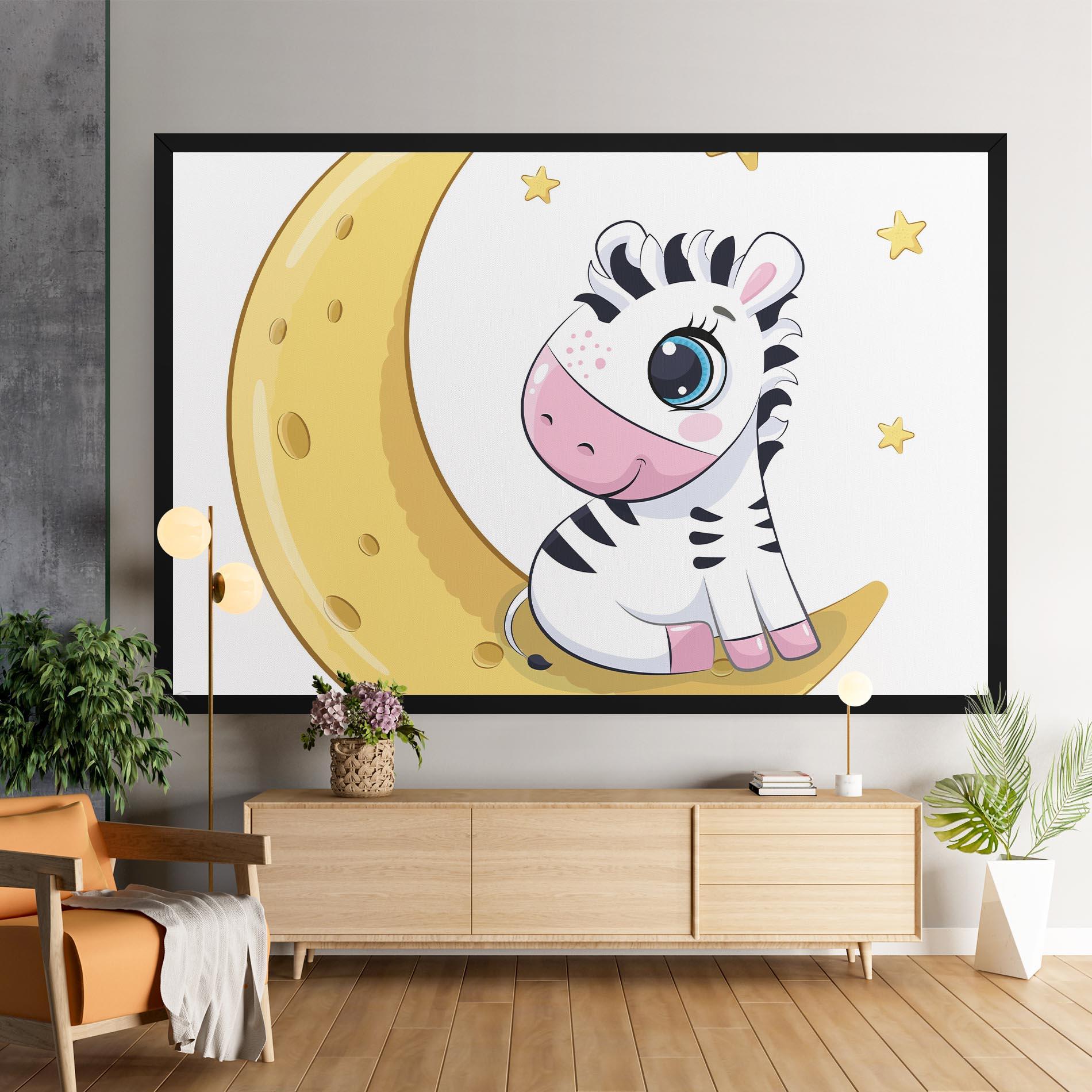 Tablou Canvas Cute Zebra Moon mockup 9
