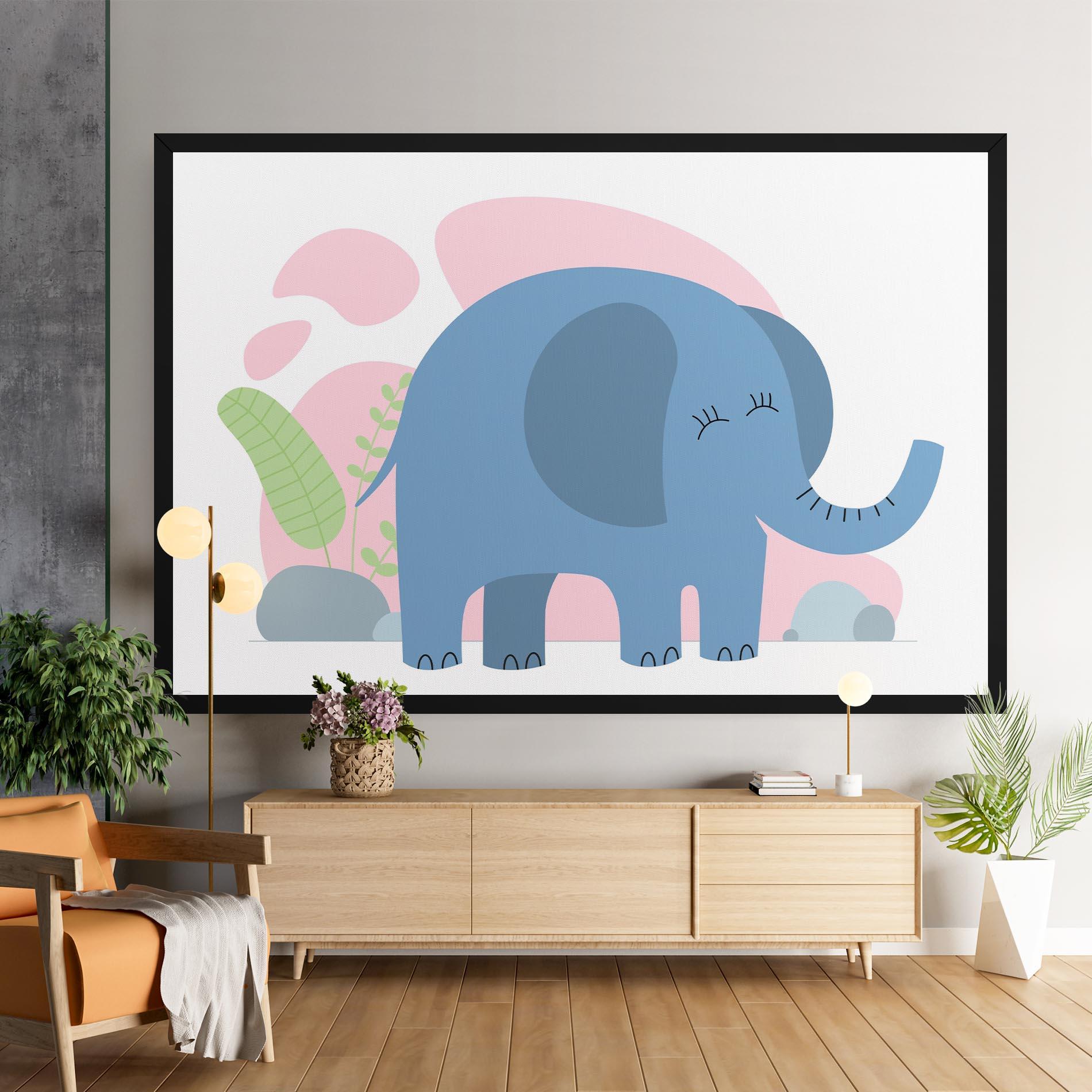 Tablou Canvas Leaf Cute Elephant mockup 9