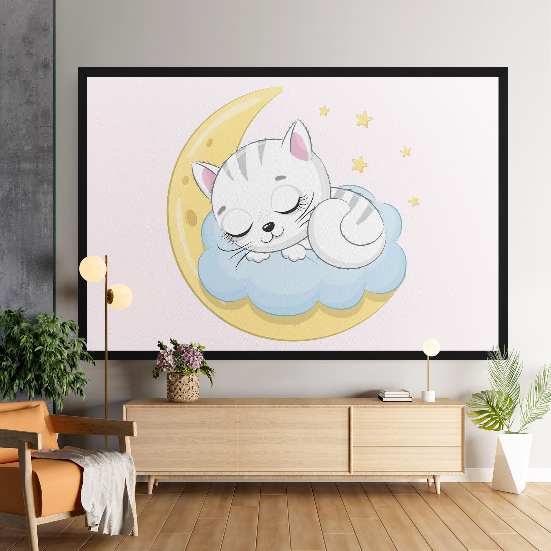 Tablou Canvas Moon Cat Sleeping mockup 9