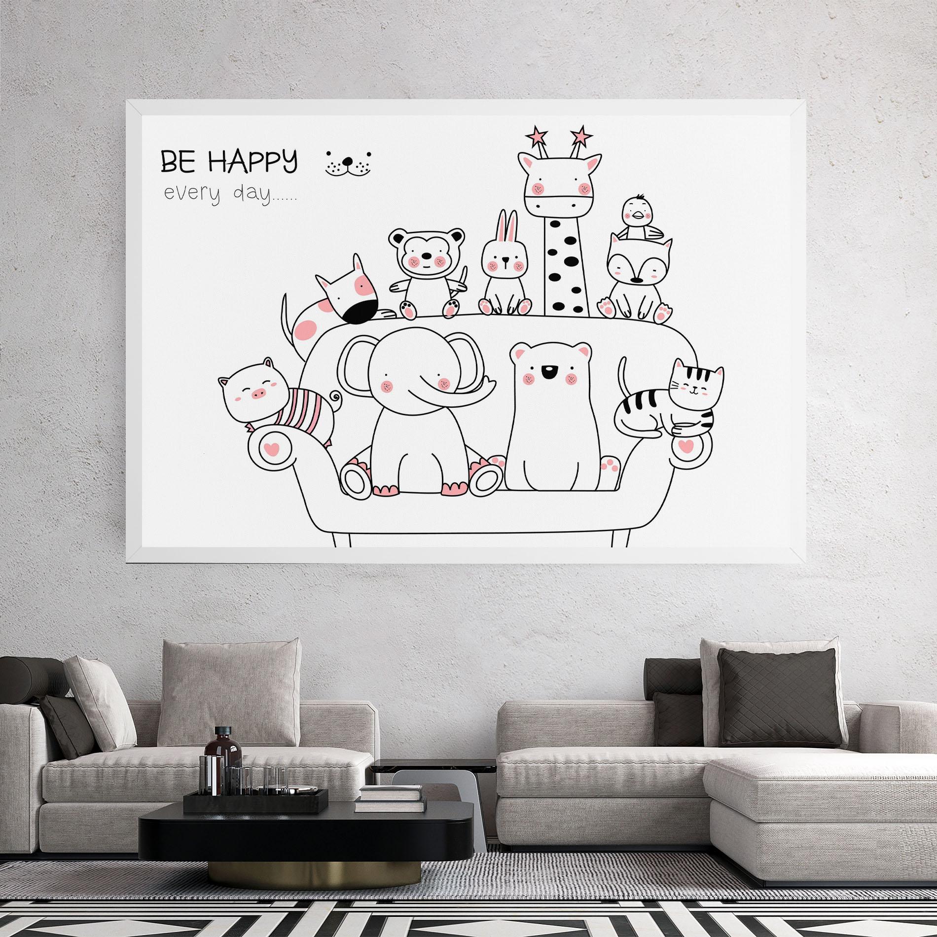 Tablou Canvas Be Happy Animals mockup 2