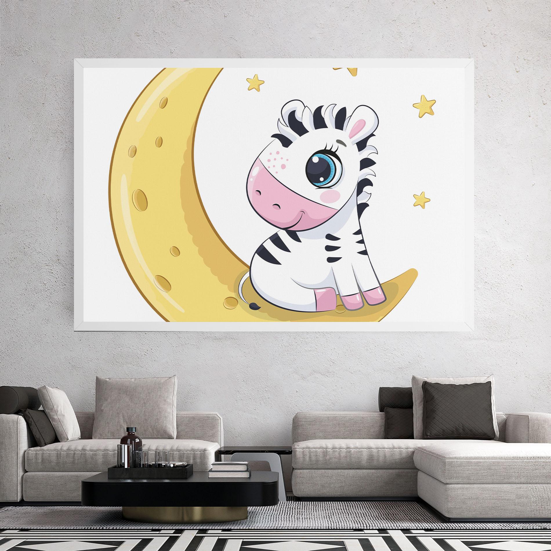Tablou Canvas Cute Zebra Moon mockup 2
