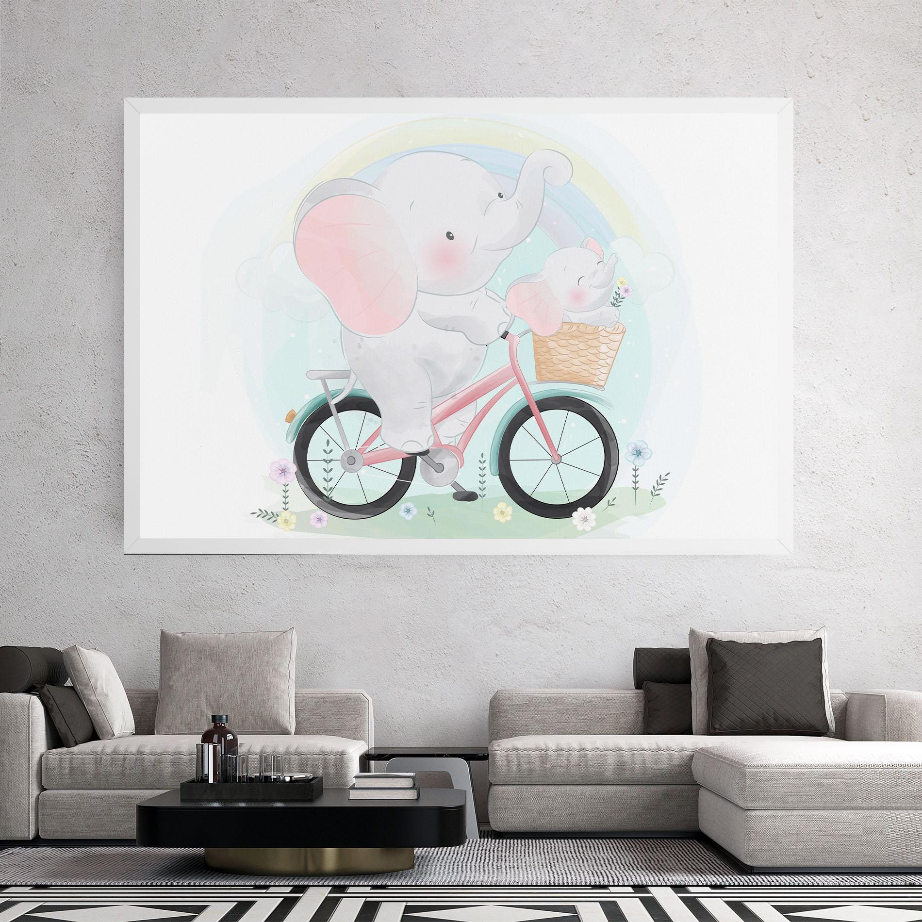 Tablou Canvas Elephant Bike mockup 2