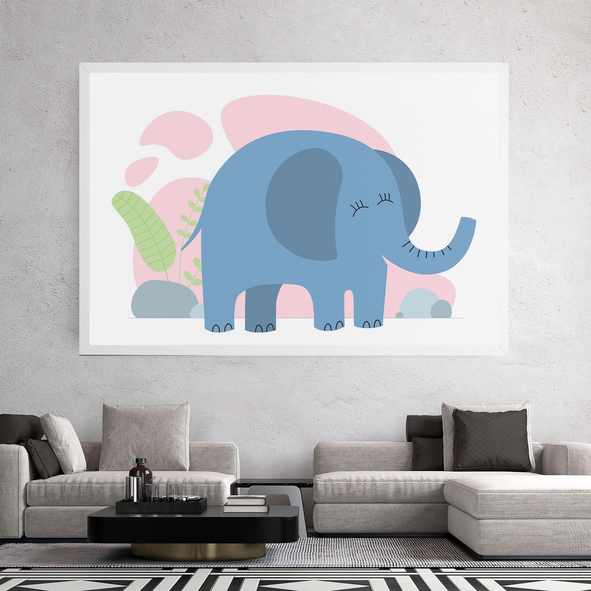 Tablou Canvas Leaf Cute Elephant mockup 2