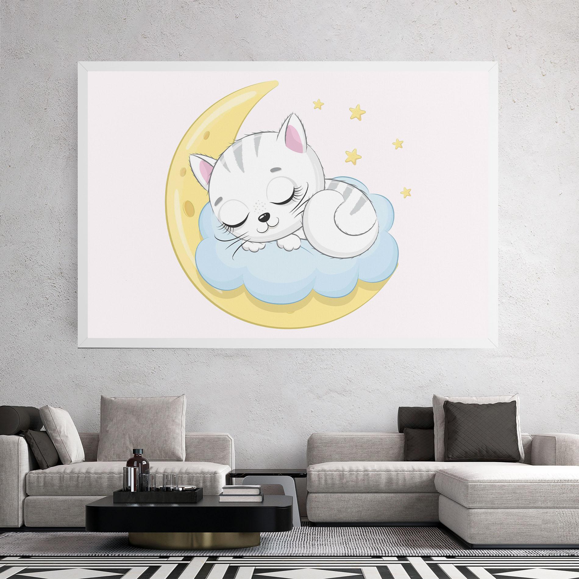 Tablou Canvas Moon Cat Sleeping mockup 2