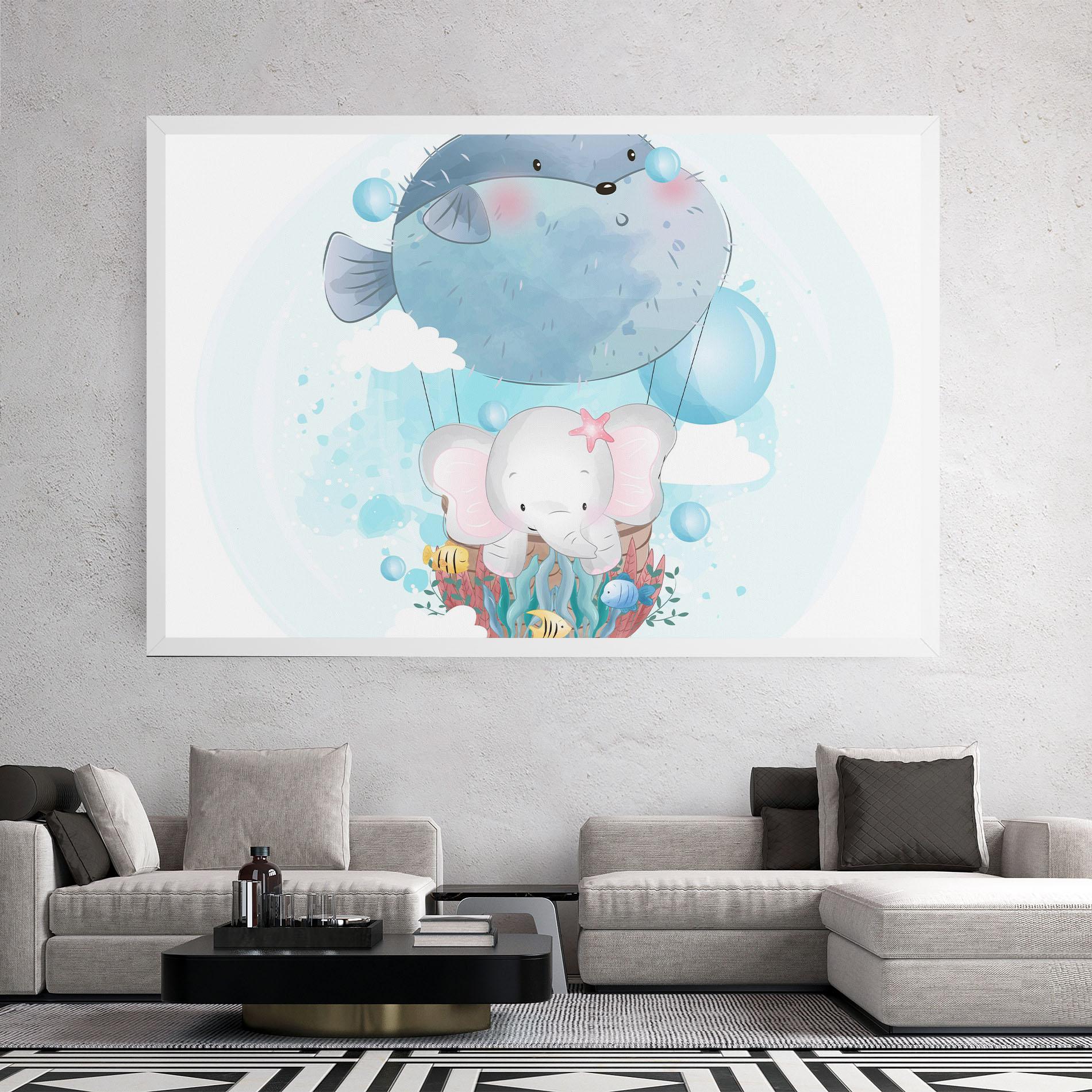 Tablou Canvas Swiming Elephant mockup 2