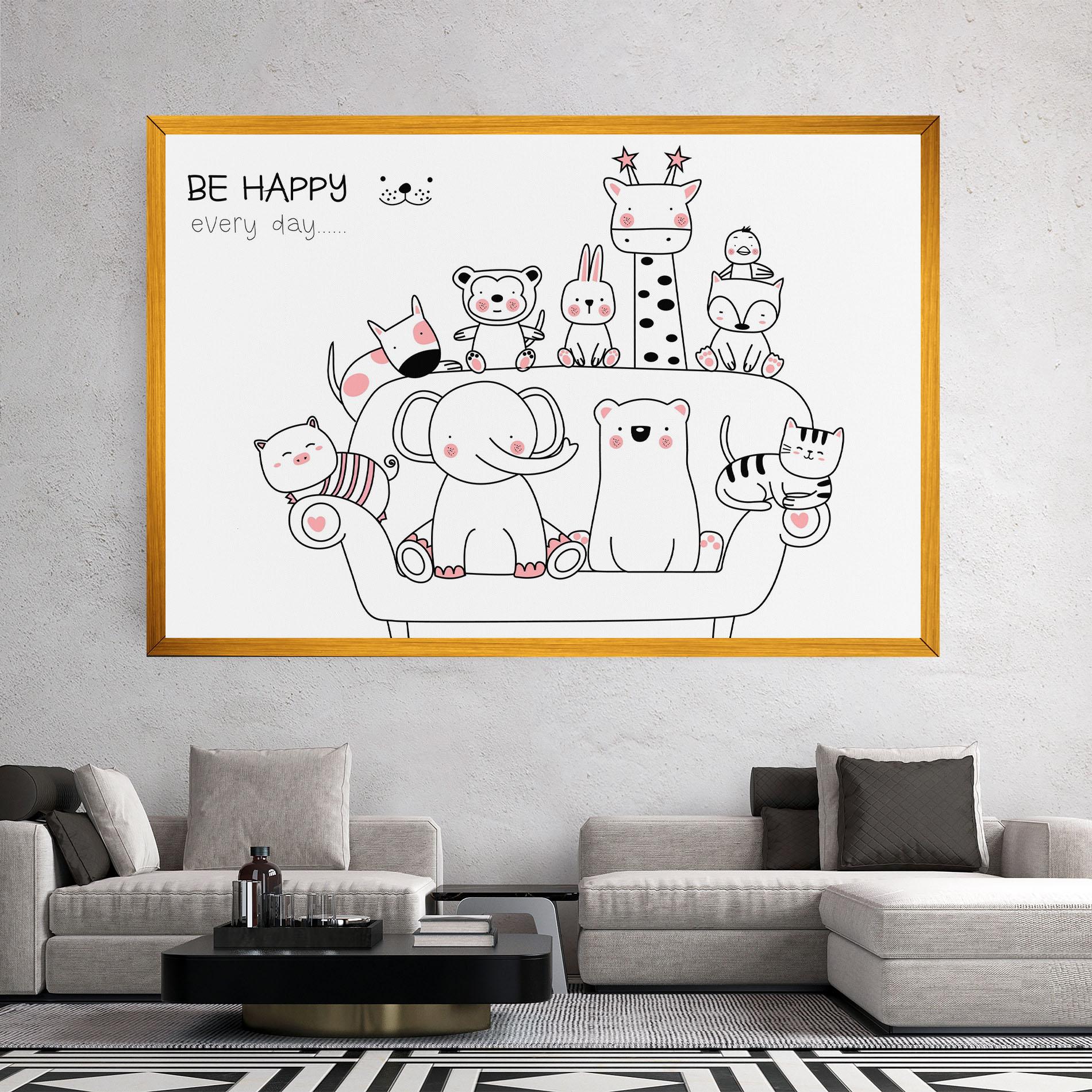 Tablou Canvas Be Happy Animals mockup 2