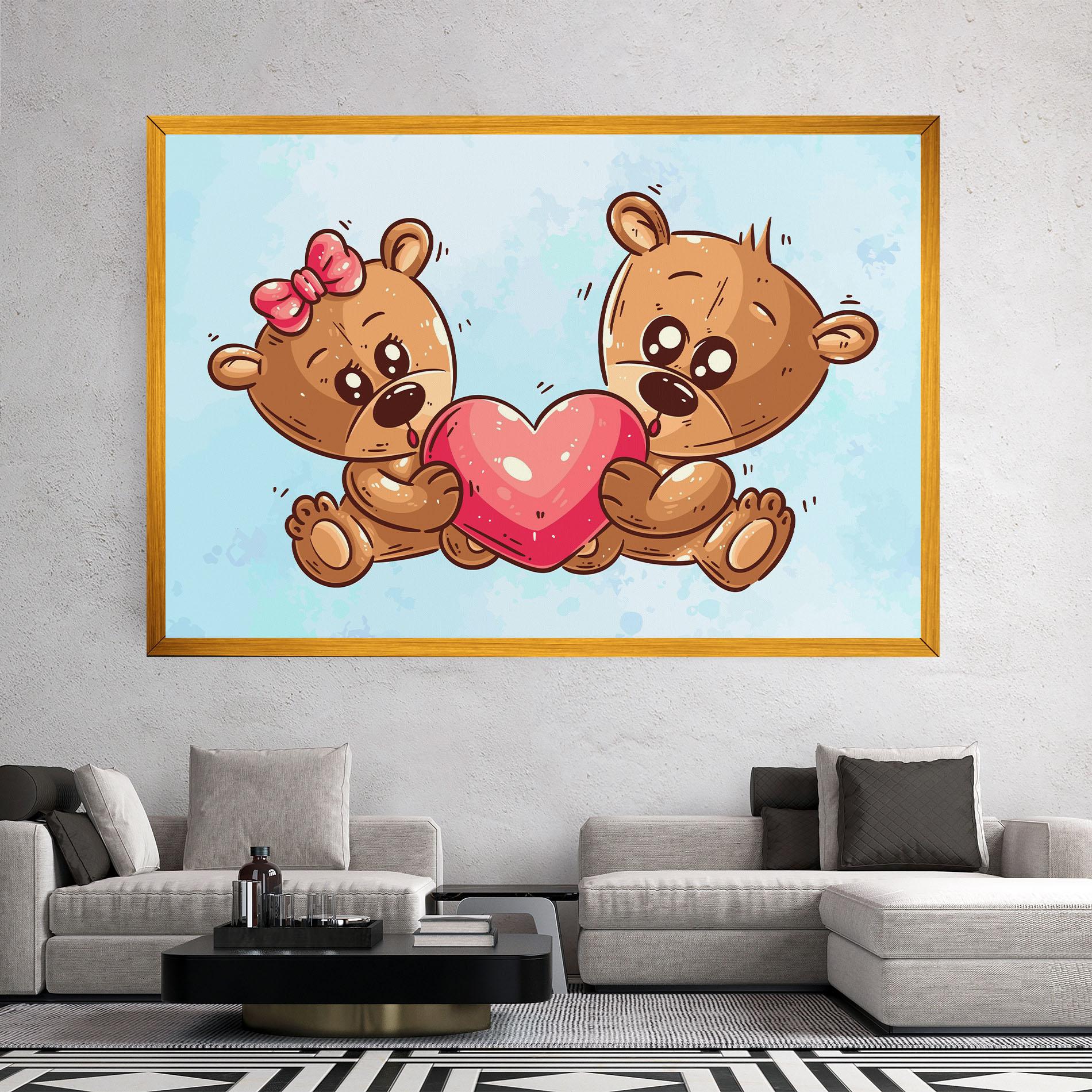 Tablou Canvas Bear Holding Heart mockup 2