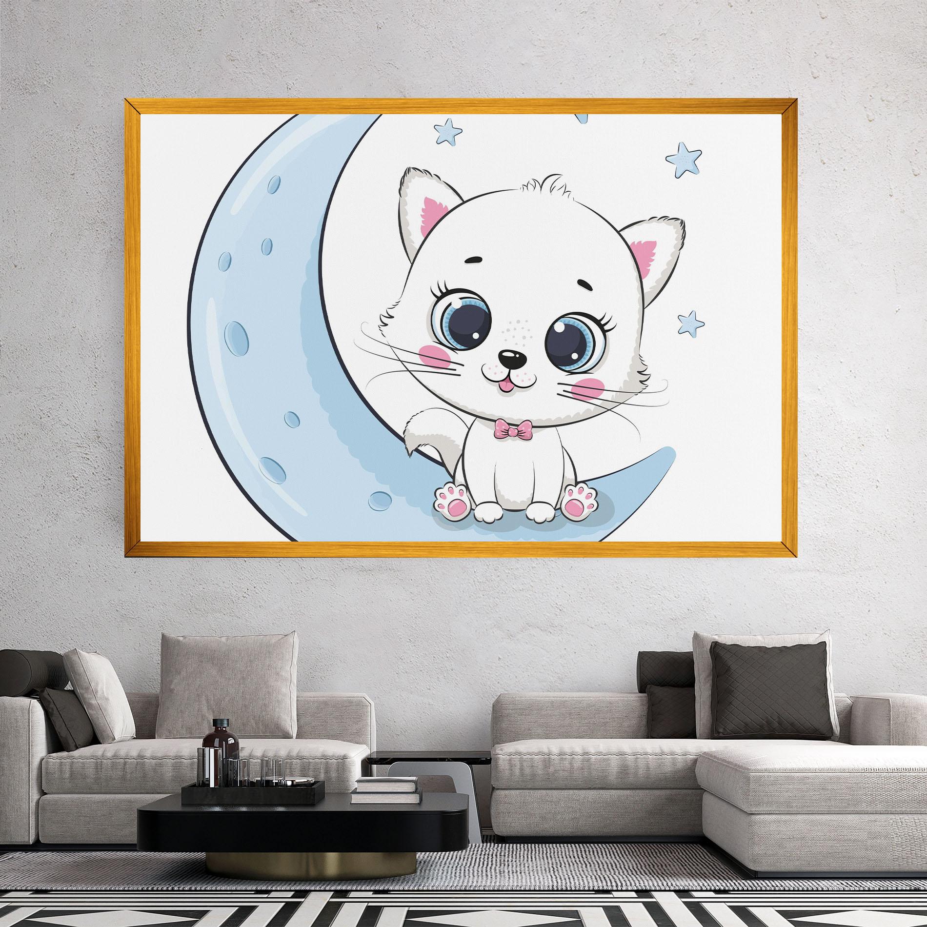 Tablou Canvas Blue Moon Cat mockup 2