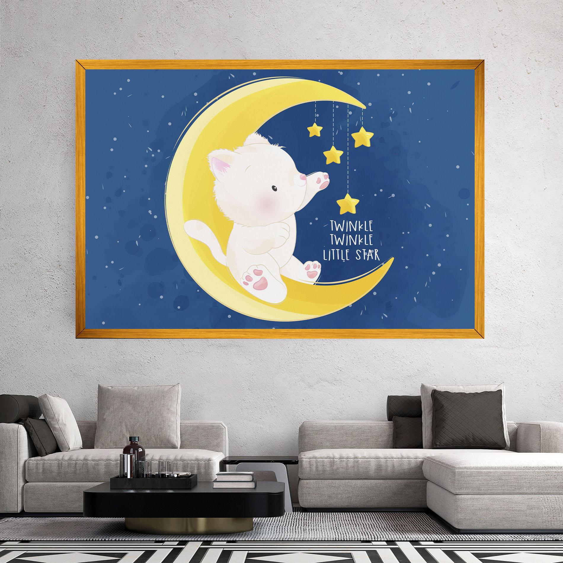 Tablou Canvas Cat Moon Star mockup 2