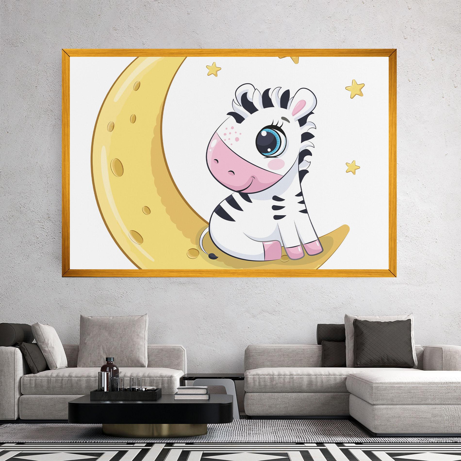 Tablou Canvas Cute Zebra Moon mockup 2