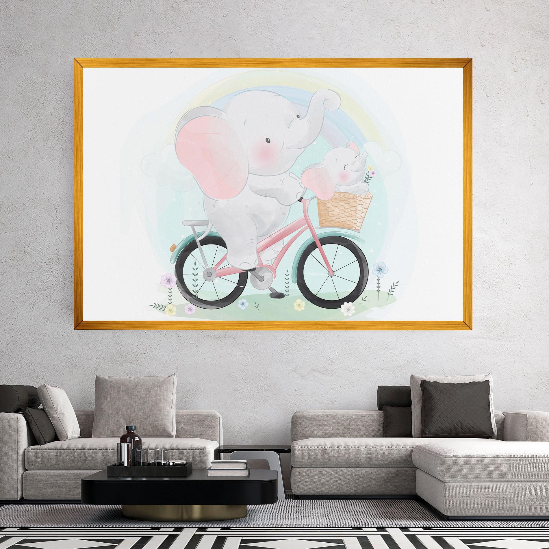 Tablou Canvas Elephant Bike mockup 2