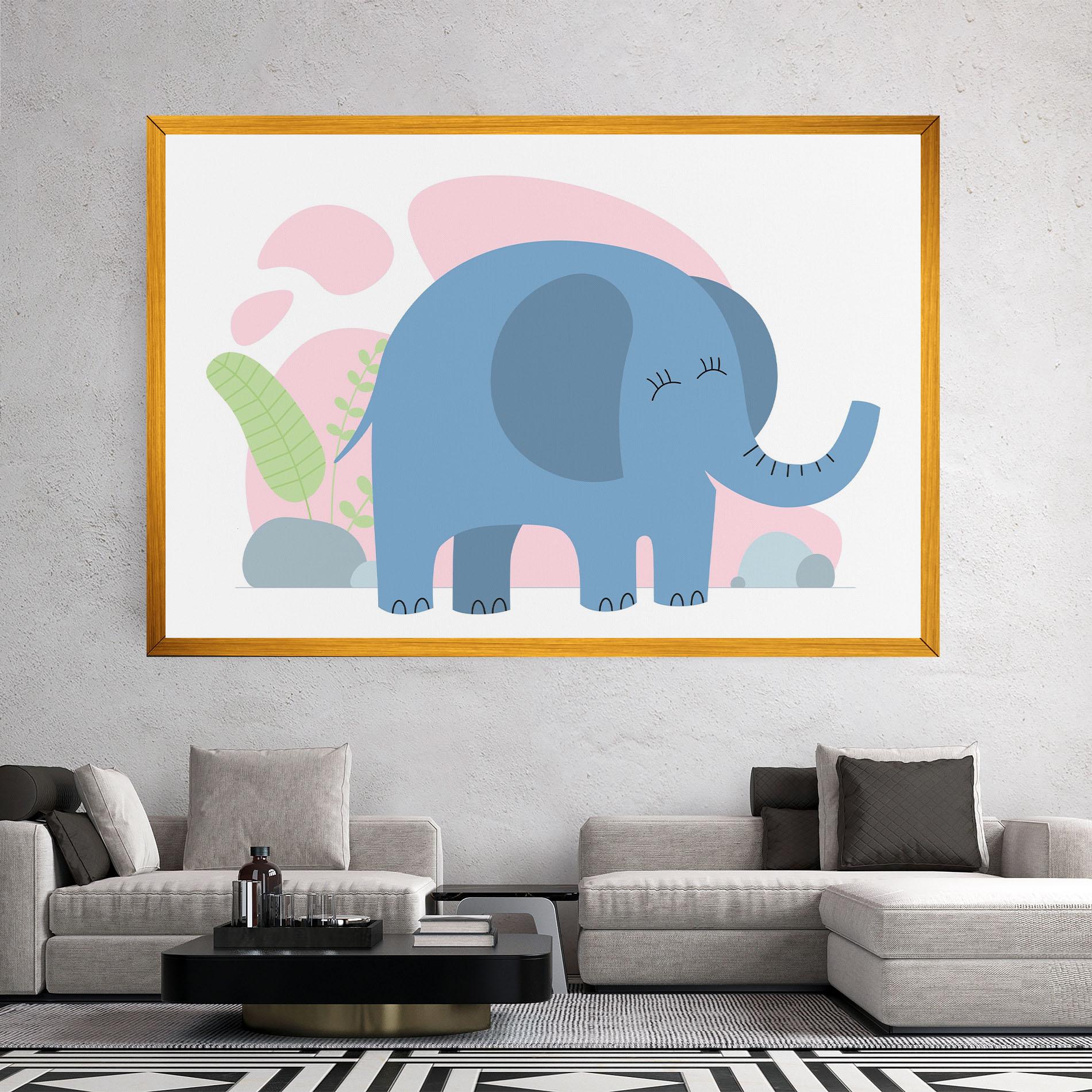 Tablou Canvas Leaf Cute Elephant mockup 2