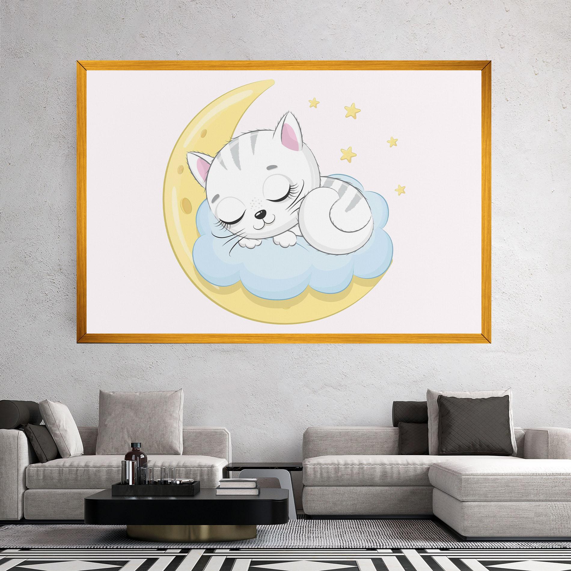 Tablou Canvas Moon Cat Sleeping mockup 2
