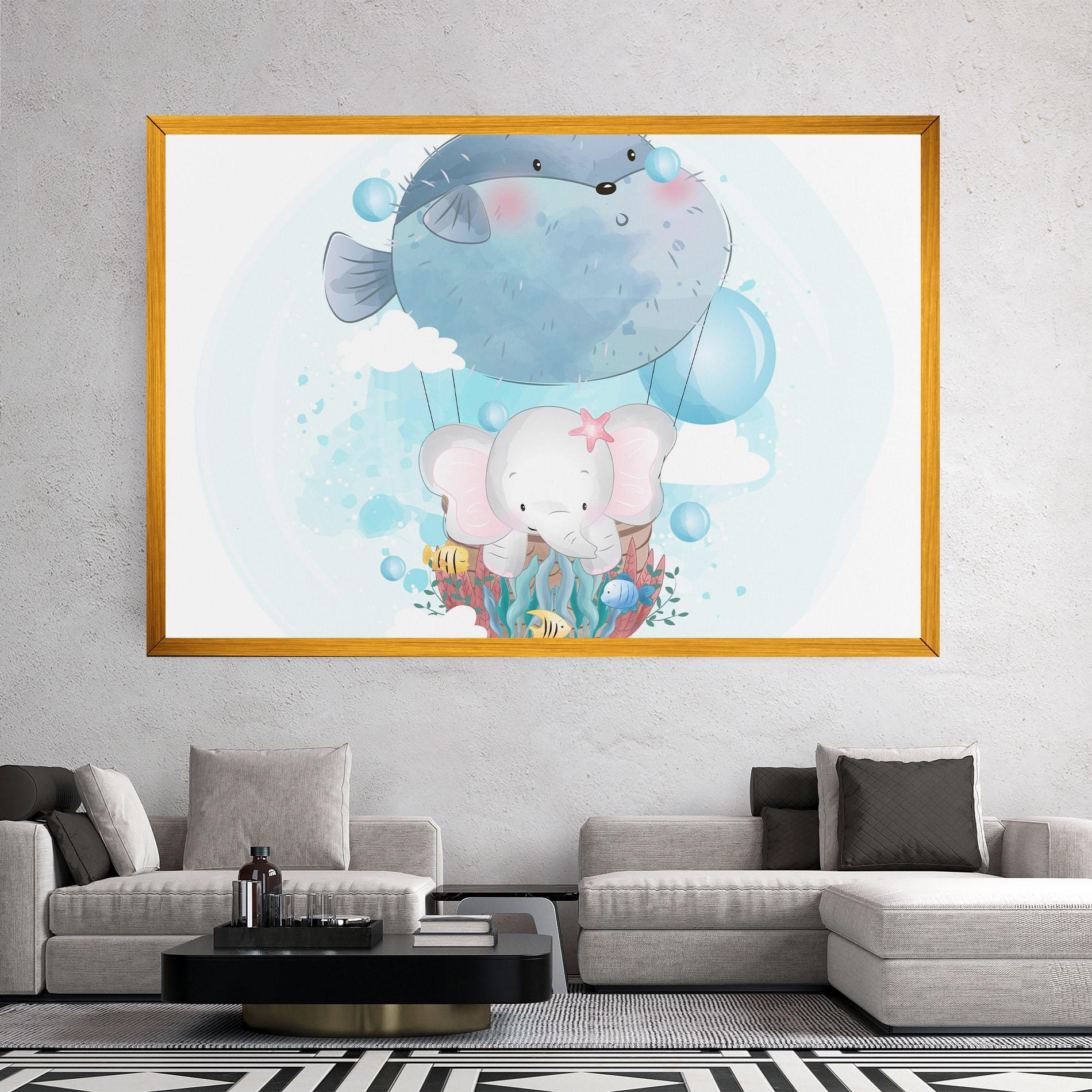 Tablou Canvas Swiming Elephant mockup 2