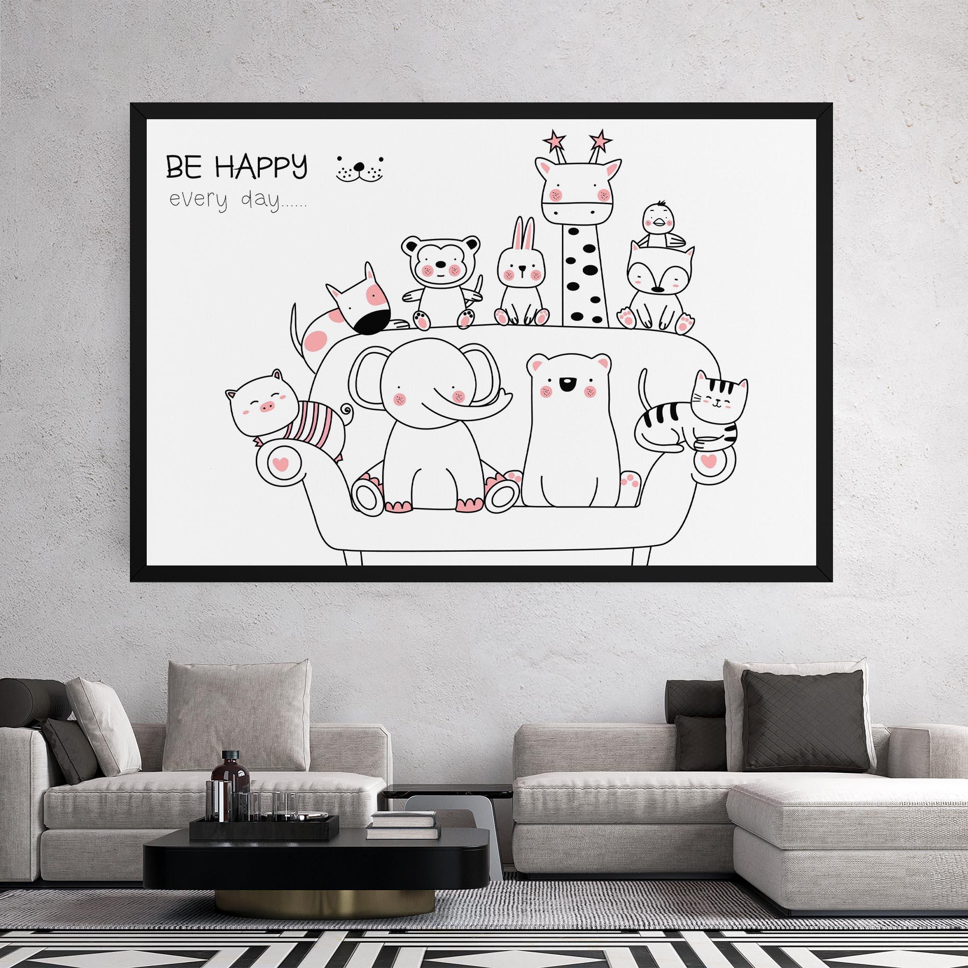 Tablou Canvas Be Happy Animals mockup 2