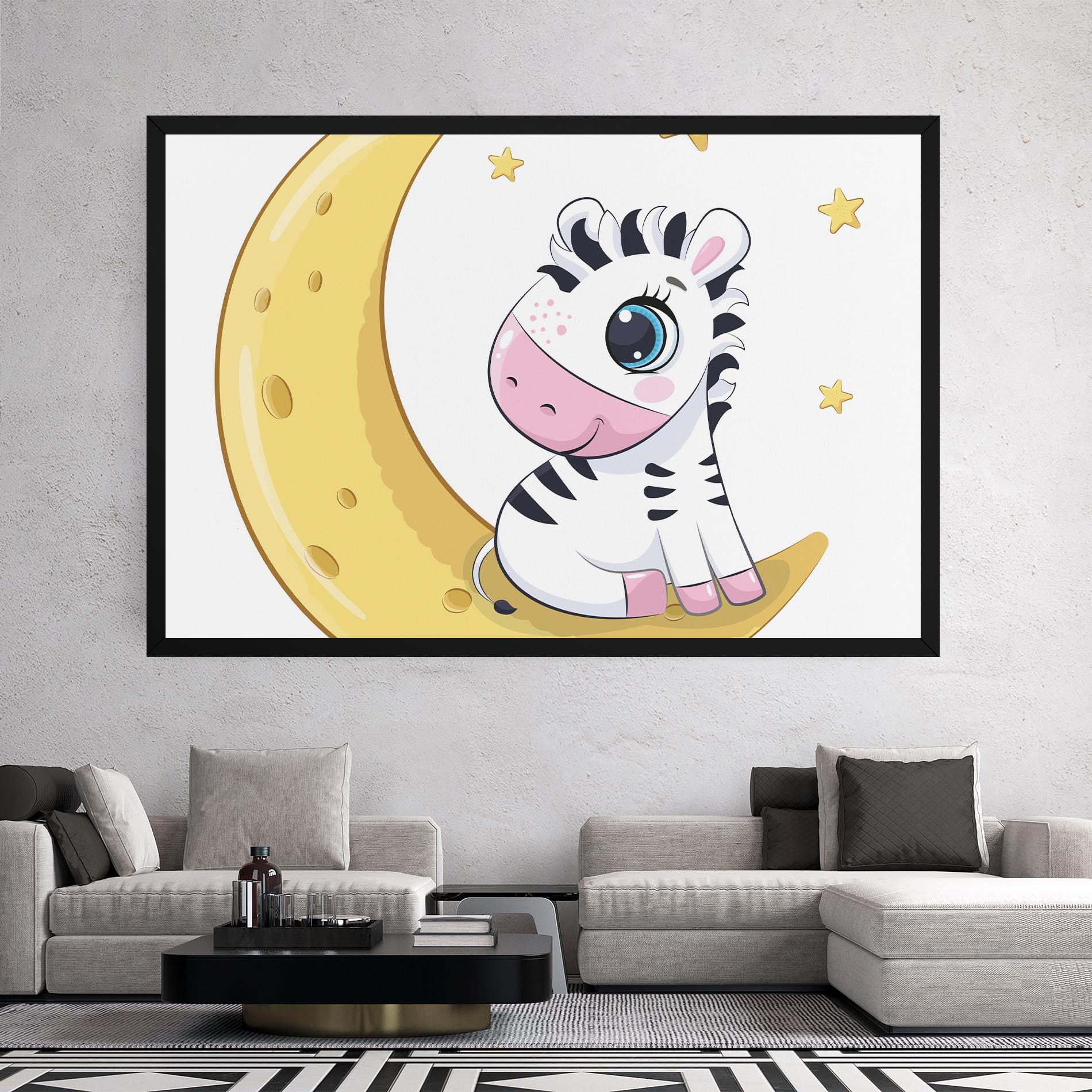 Tablou Canvas Cute Zebra Moon mockup 2