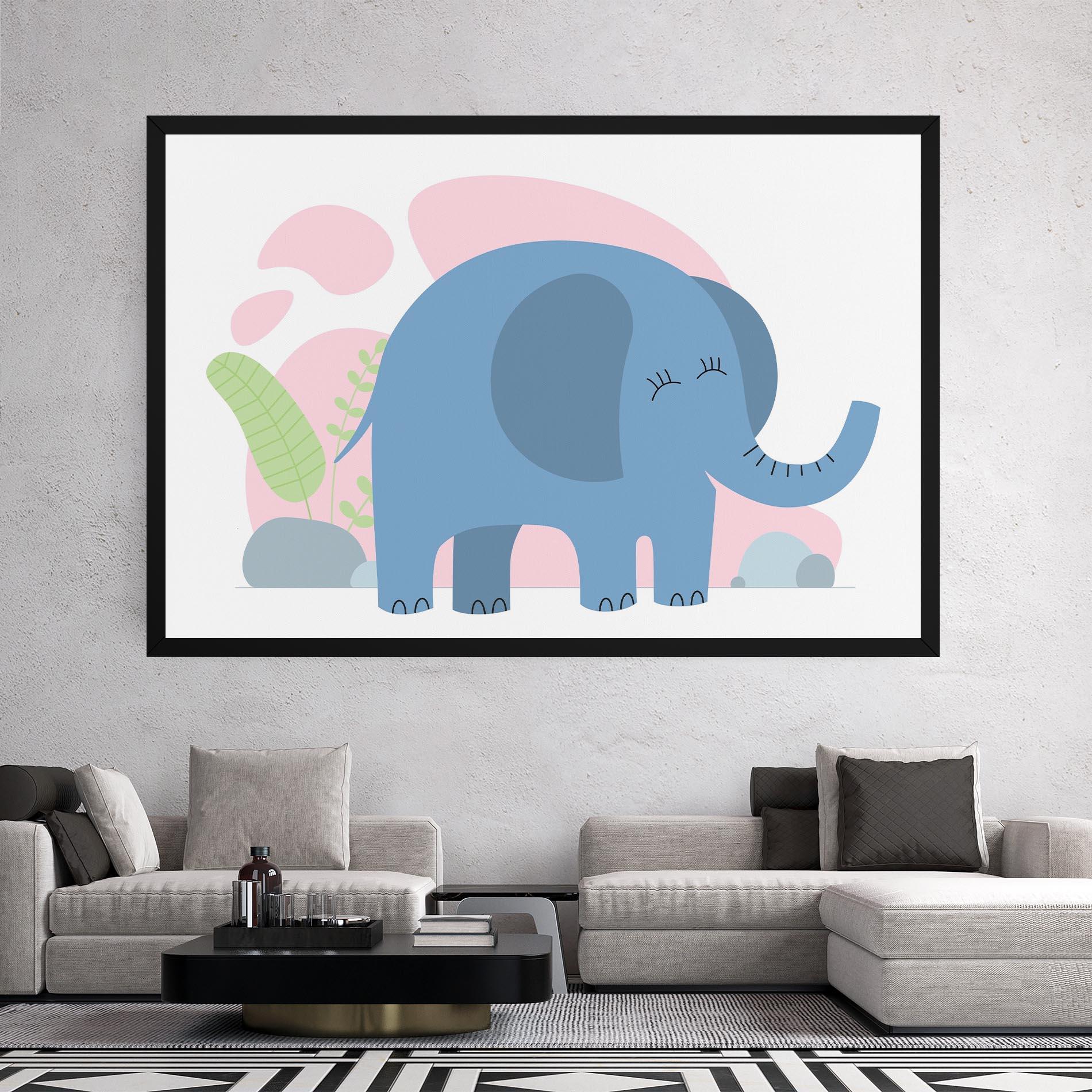 Tablou Canvas Leaf Cute Elephant mockup 2