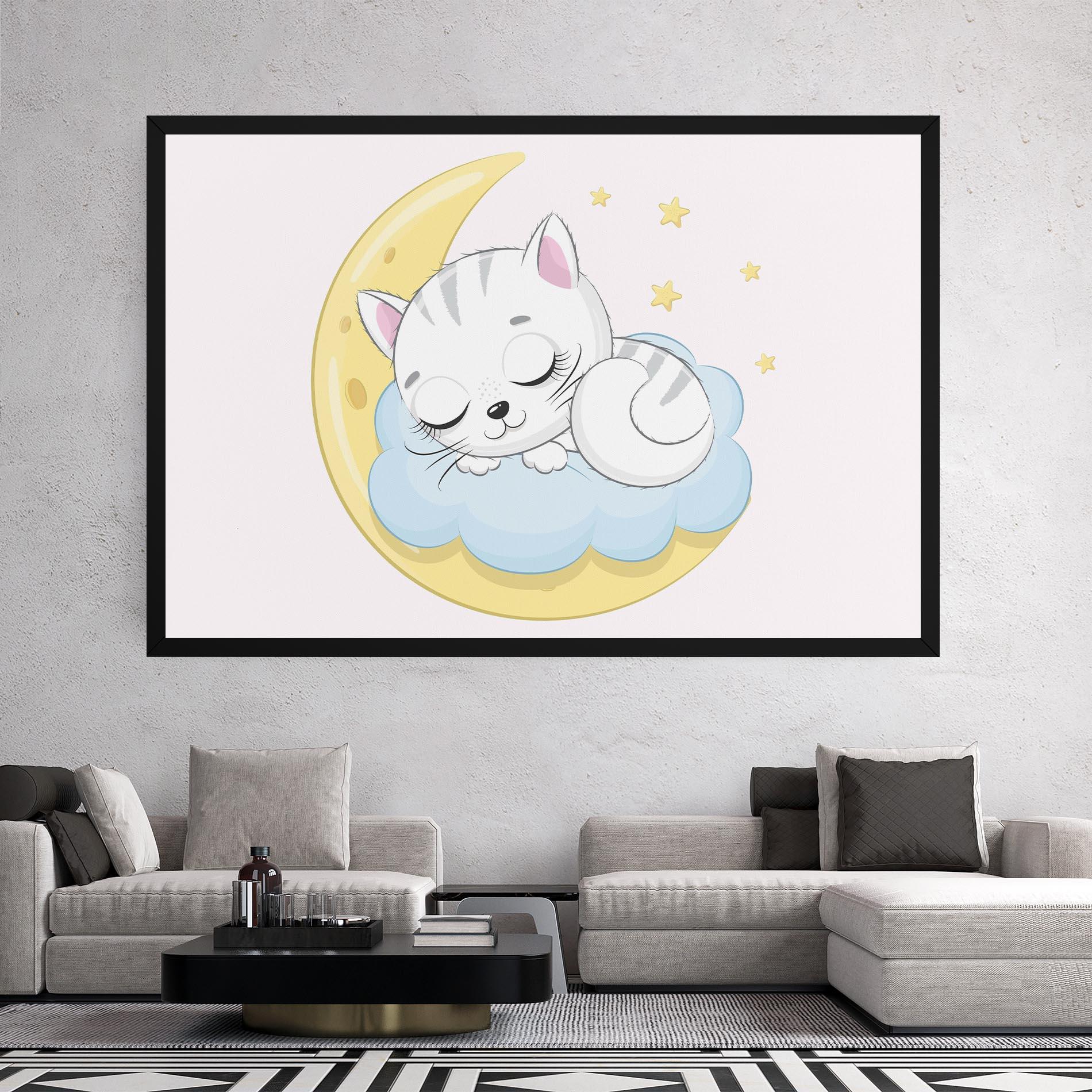 Tablou Canvas Moon Cat Sleeping mockup 2