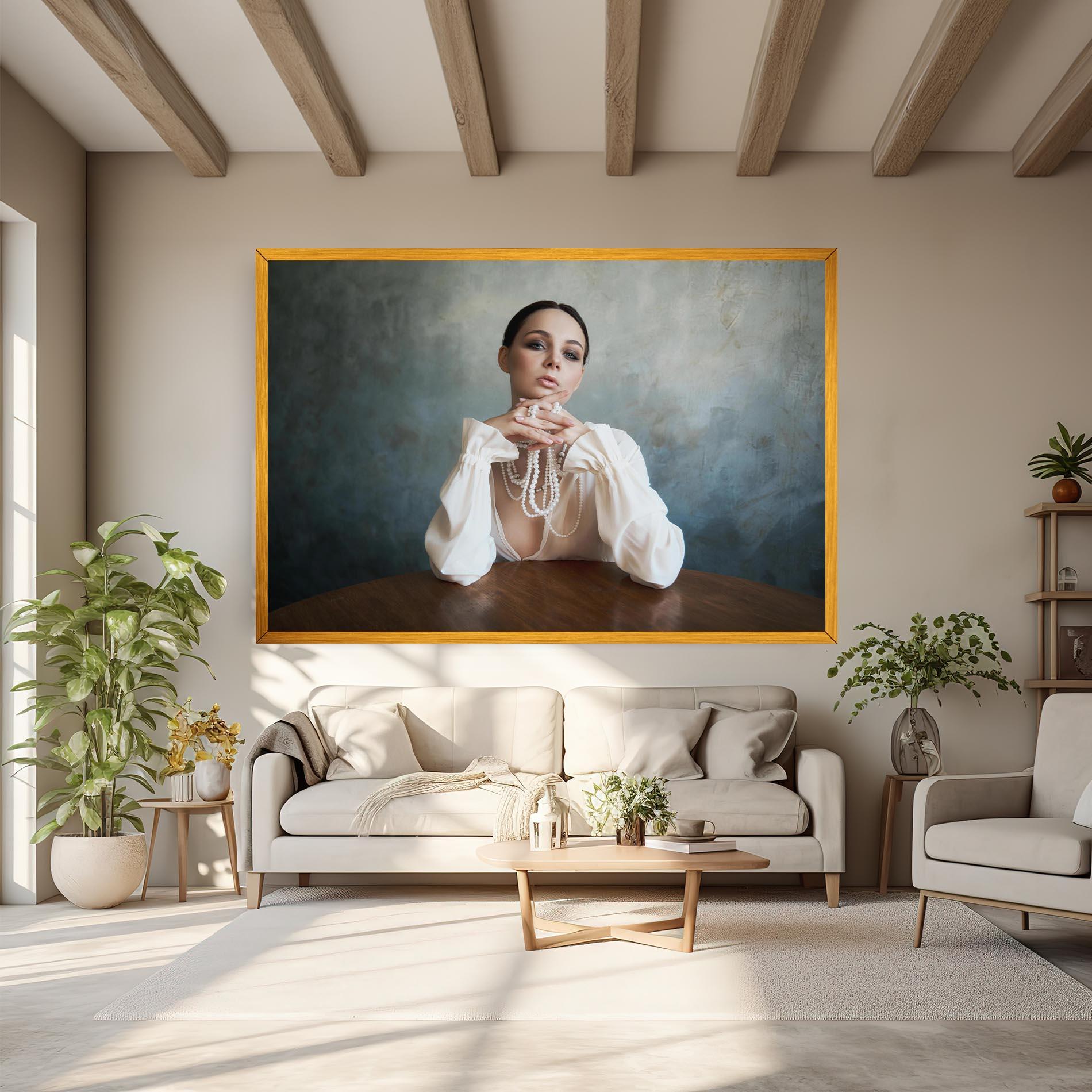 Tablou Canvas Girl White Pearls mockup 6