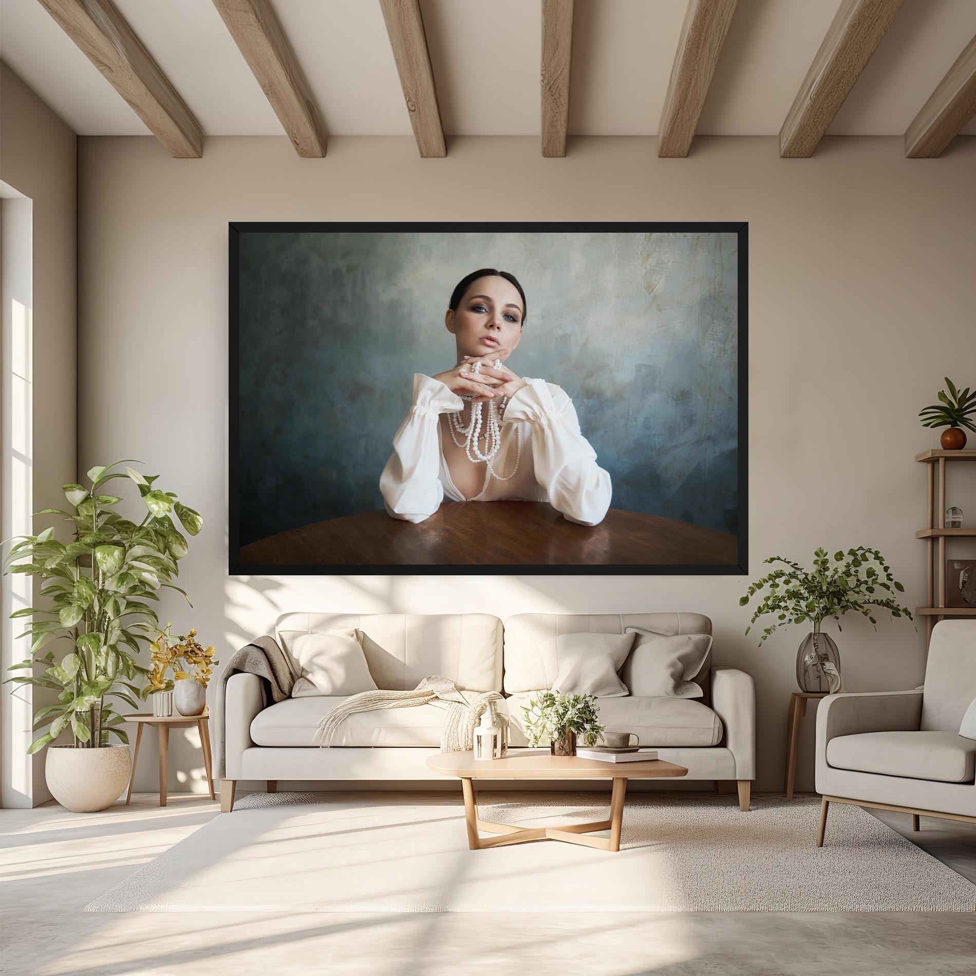 Tablou Canvas Girl White Pearls mockup 6