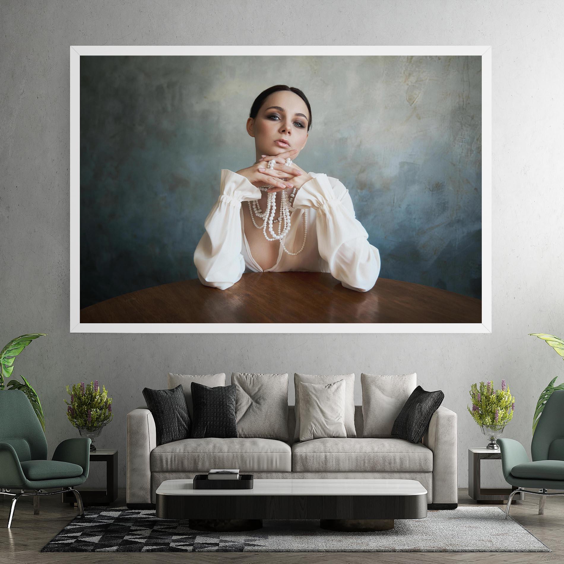 Tablou Canvas Girl White Pearls mockup 7