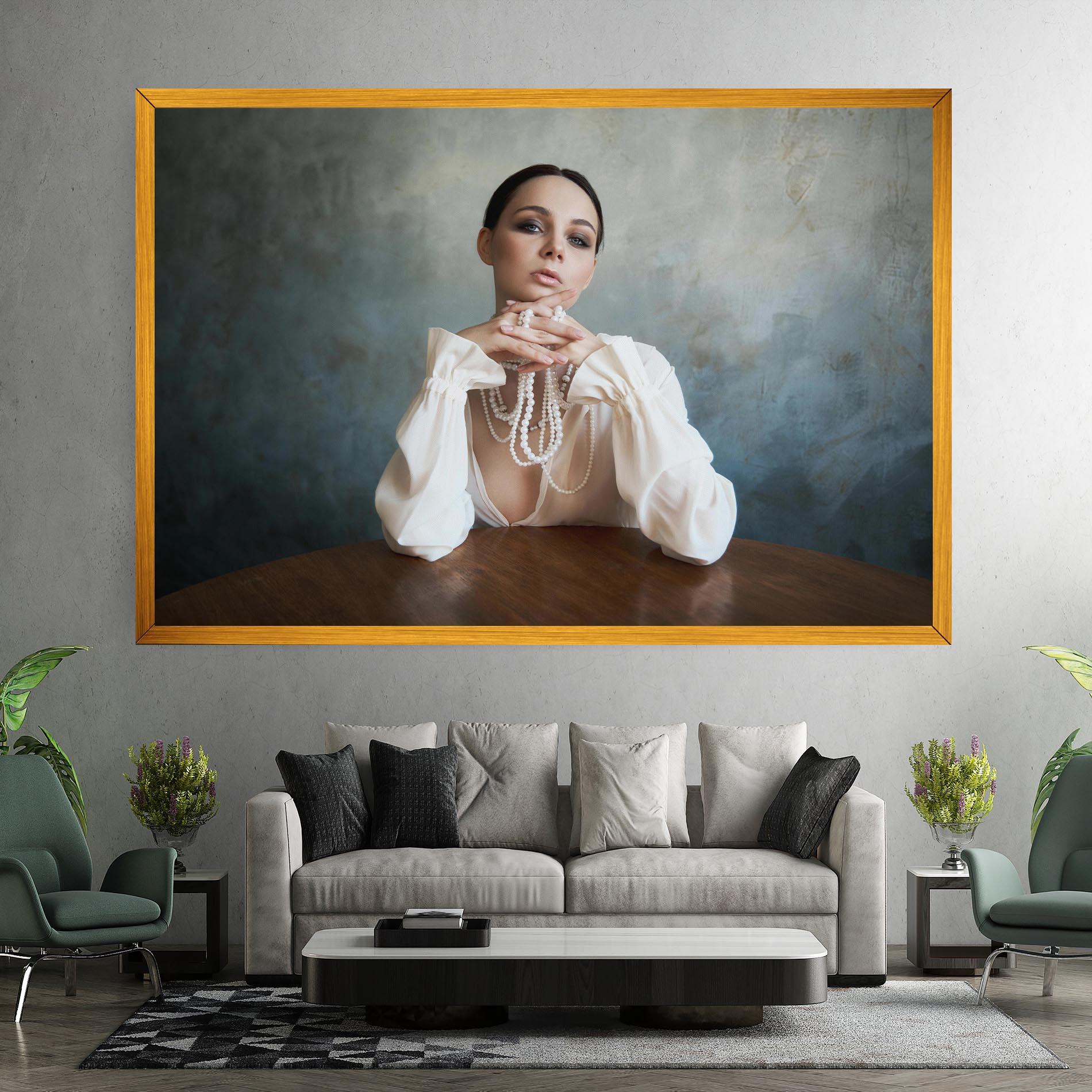 Tablou Canvas Girl White Pearls mockup 7