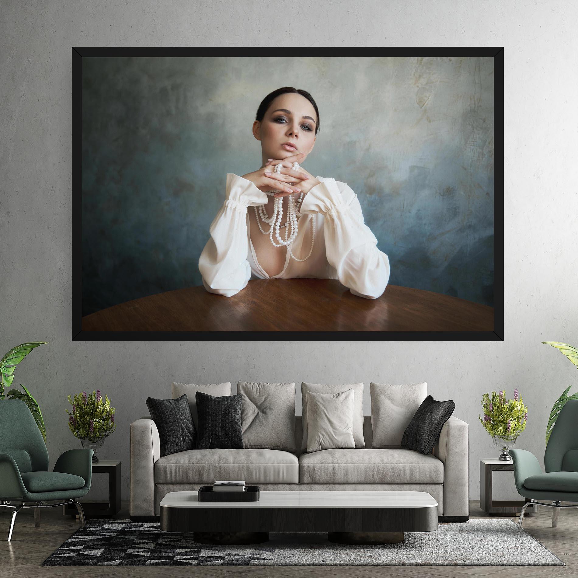 Tablou Canvas Girl White Pearls mockup 7