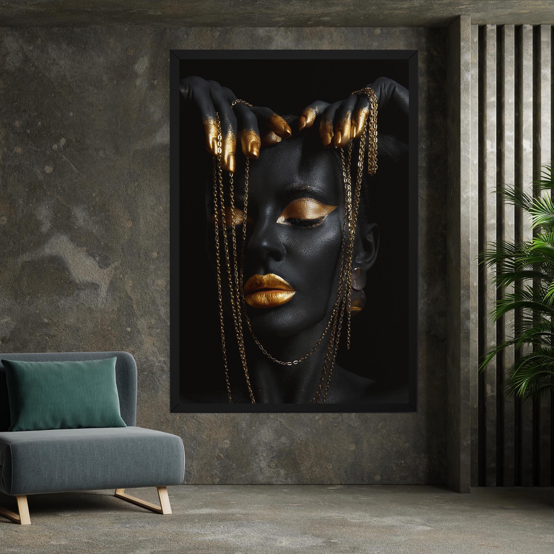 Tablou Canvas Black Gold Chain Makeup mockup 7