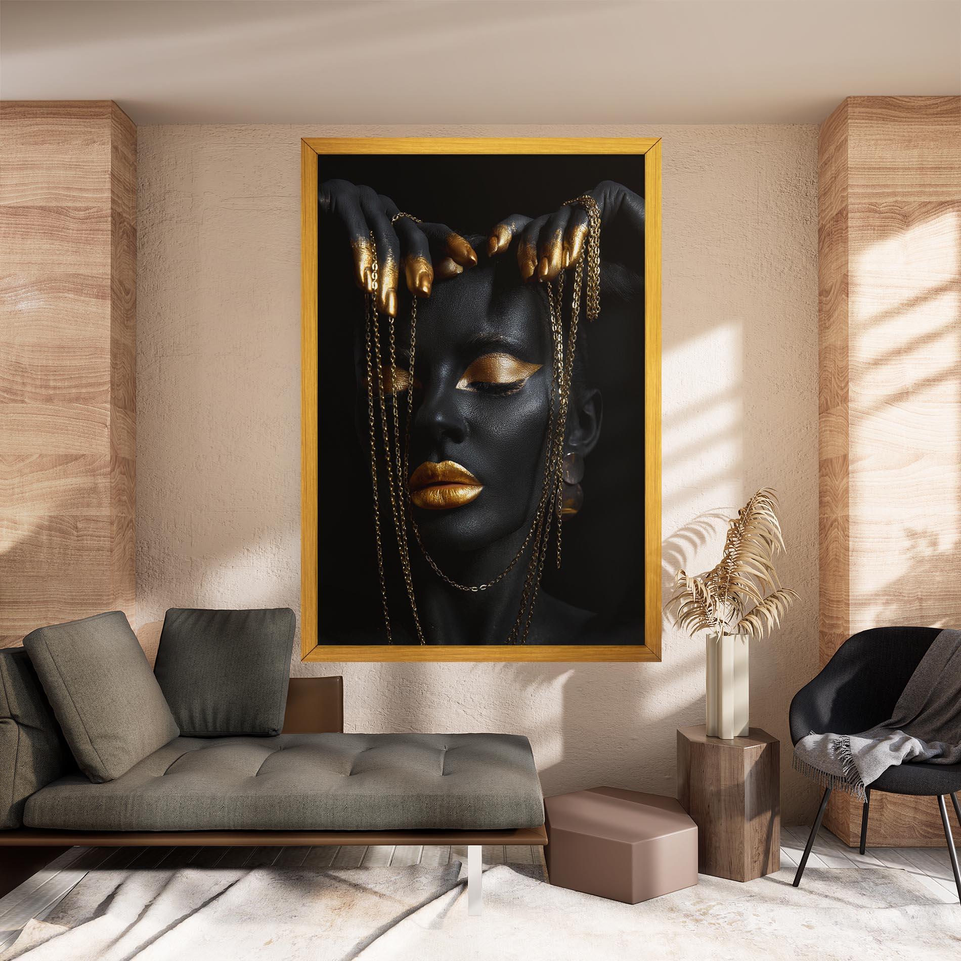 Tablou Canvas Black Gold Chain Makeup mockup 8