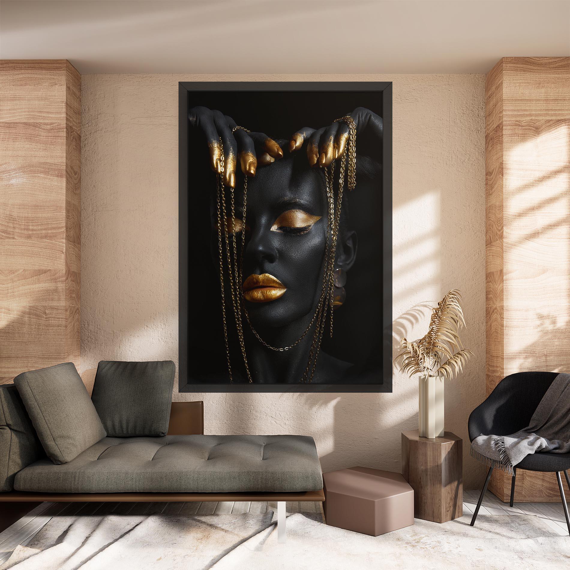 Tablou Canvas Black Gold Chain Makeup mockup 8