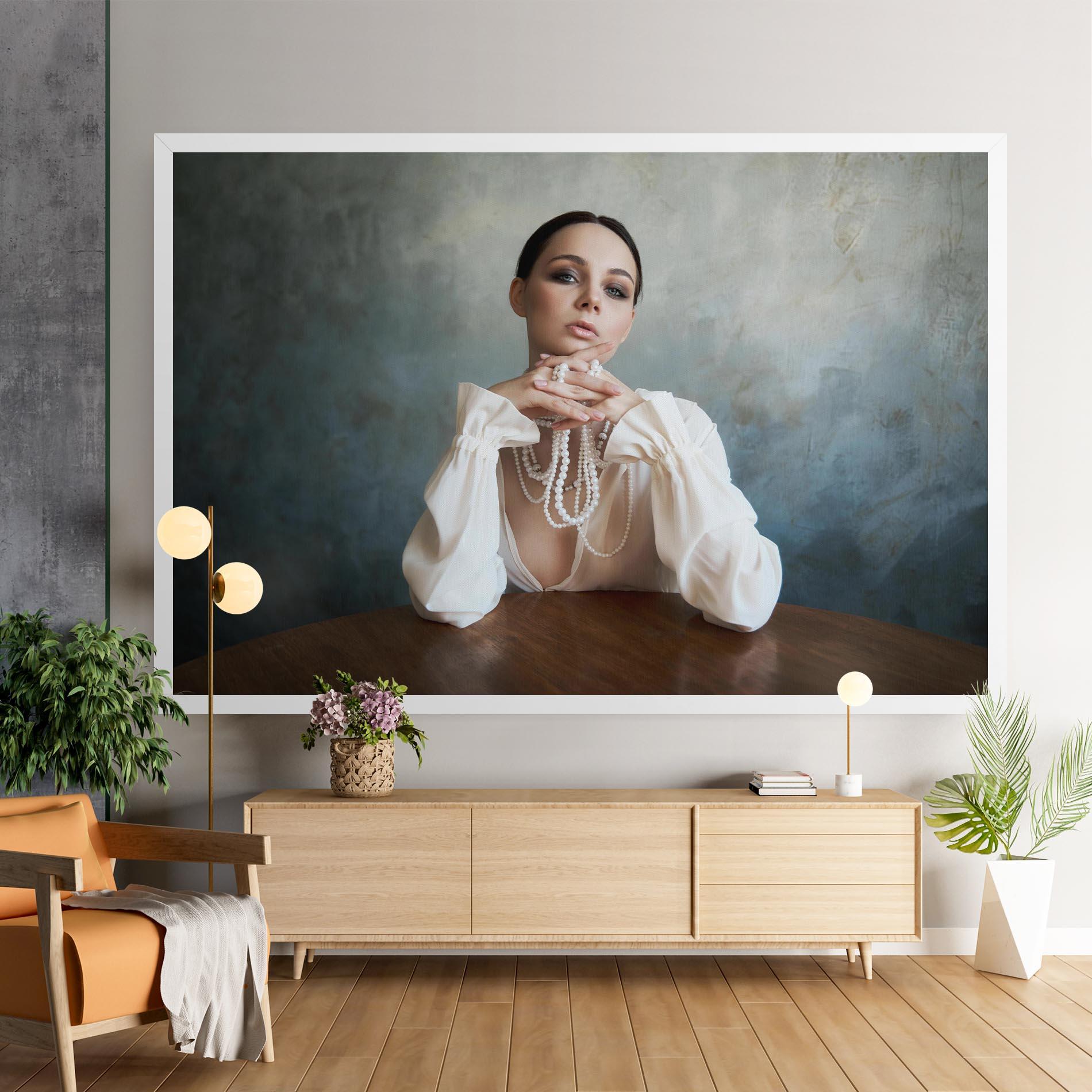 Tablou Canvas Girl White Pearls mockup 9
