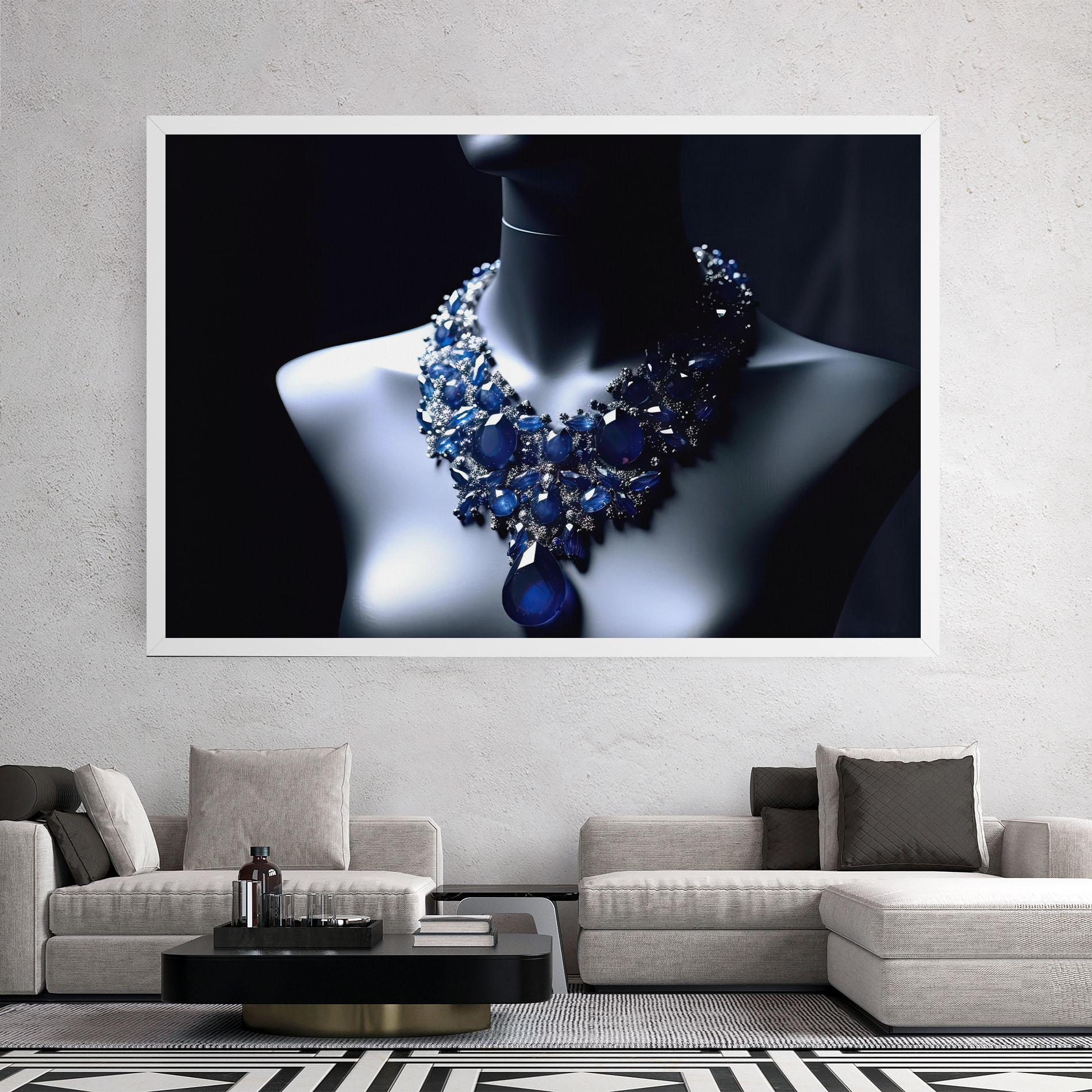 Tablou Canvas Blue Diamonds Necklace mockup 2