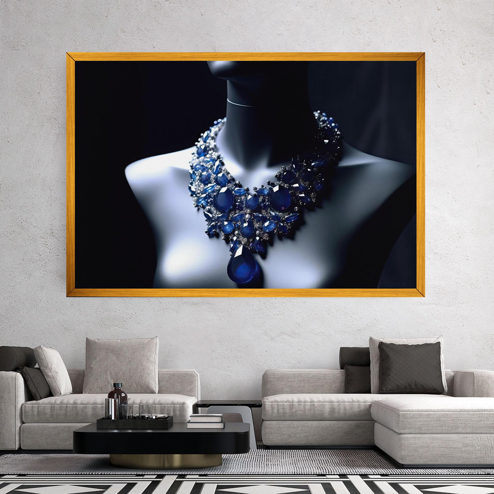 Tablou Canvas Blue Diamonds Necklace mockup 2