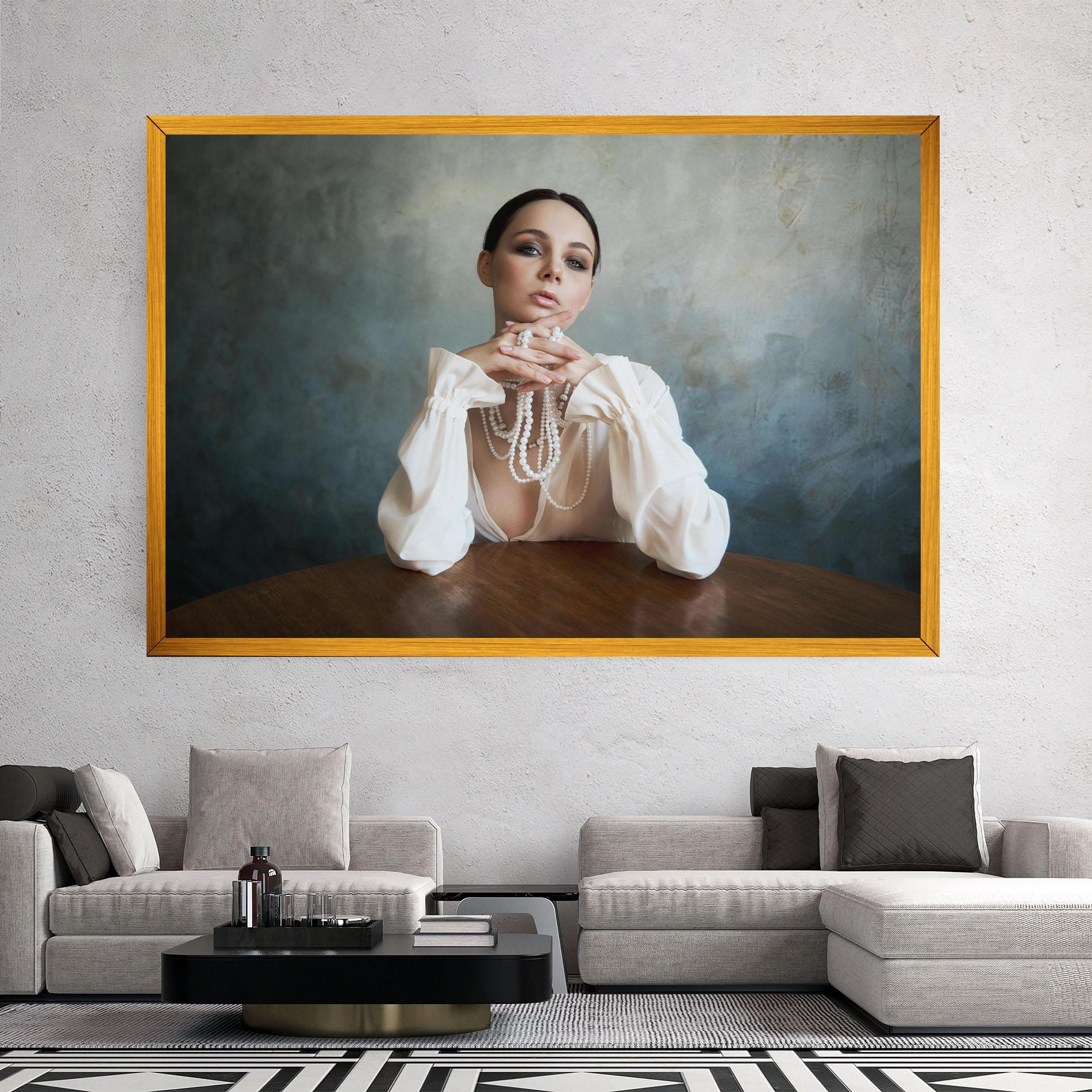 Tablou Canvas Girl White Pearls mockup 2